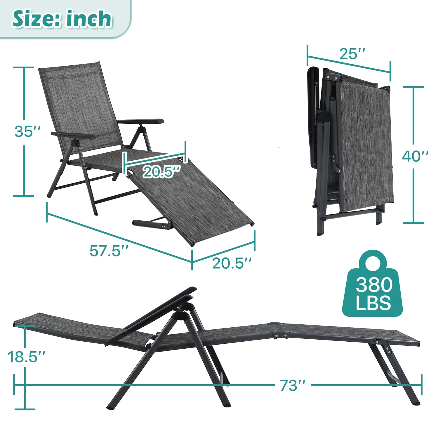 Premium Outdoor Chaise Lounge Chairs Set of 2 - Adjustable Reclining Patio Chairs for Poolside, Beach & Backyard - Water-Resistant Folding Deck Chairs with Cup Holders - Perfect for Sunbathing, Relaxing & Outdoor Lounging
