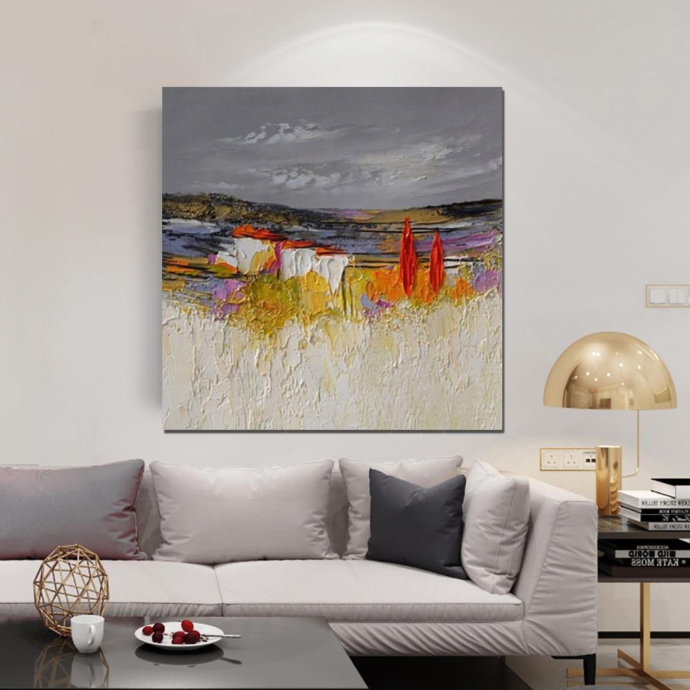 Abstract Landscape Painting - Large Heavy Texture Wall Art for Bedroom & Living Room | Palette Knife Artwork | Modern Home Decor & Office Wall Decor Ideas