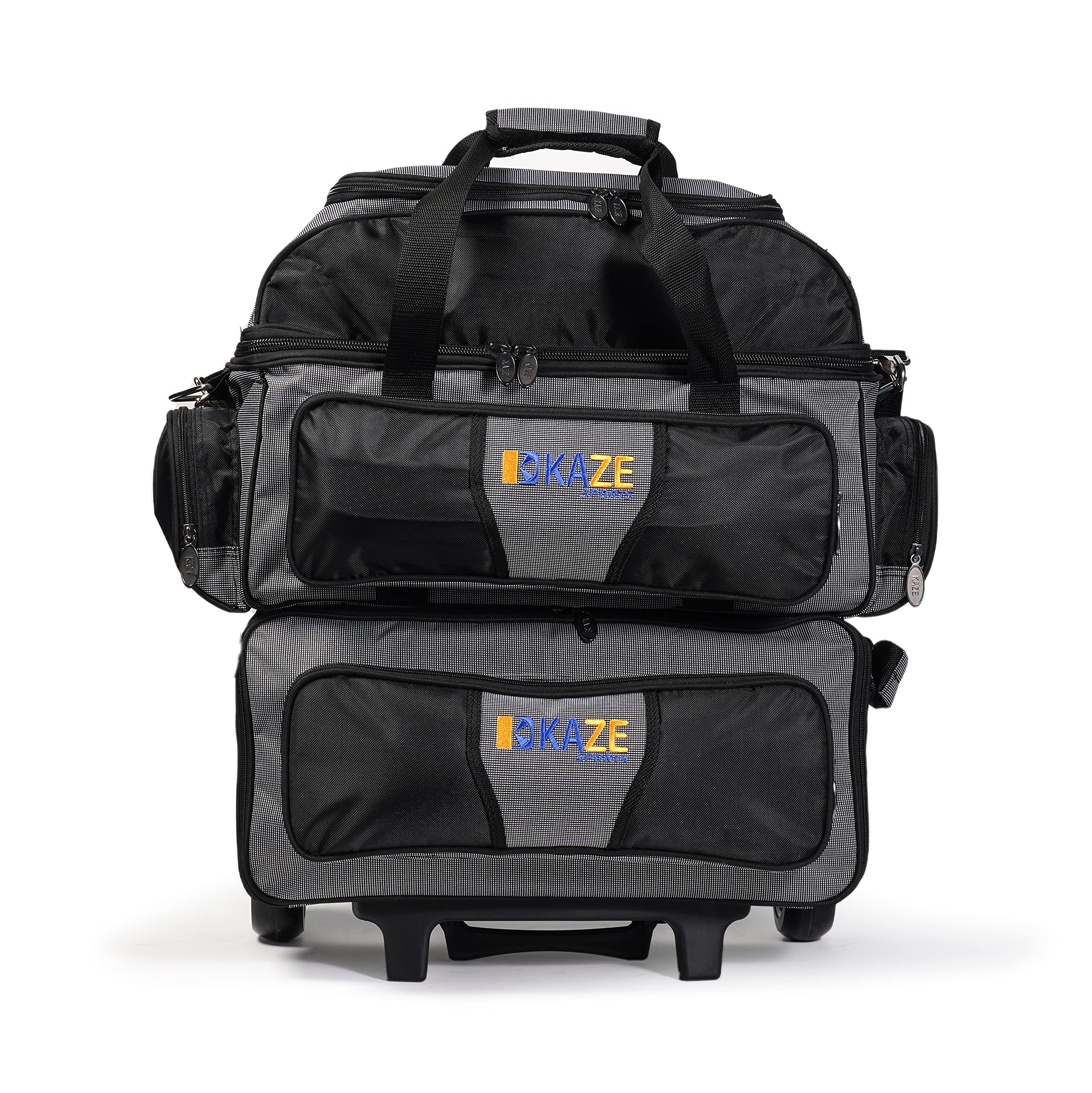 4 Ball Double Deck Bowling Roller Bag - Heavy Duty Bowling Ball Carrier with Wheels for Easy Transport - Perfect for League Play & Tournament Travel
