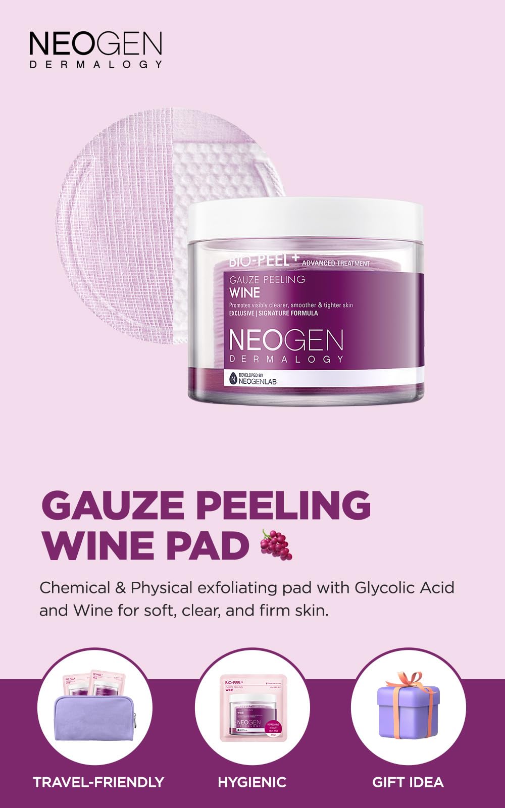 NEOGENLAB DERMALOGY Bio-Peel Gauze Peeling Pads - Lemon & Wine Exfoliating Treatment (30 Pads Each) for Brightening & Pore Care | At-Home Facial & Skincare Routine
