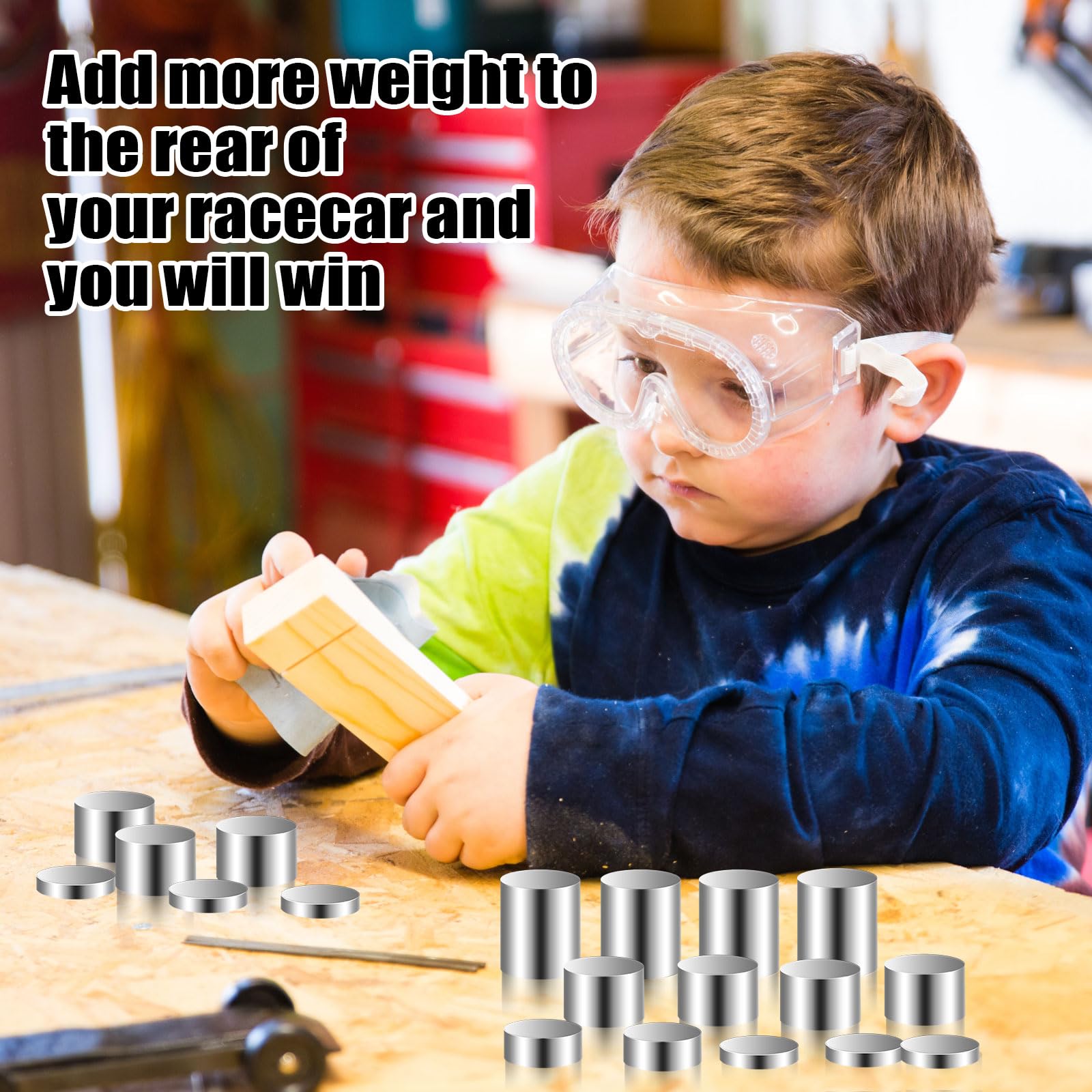 Gisafai 31-Piece 5.25 oz Tungsten Pinewood Derby Car Weights Set - 4 Sizes Cylindrical Weights for Precise Balancing | Perfect for Pinewood Derby Racing & Boy Scouts Car Competitions