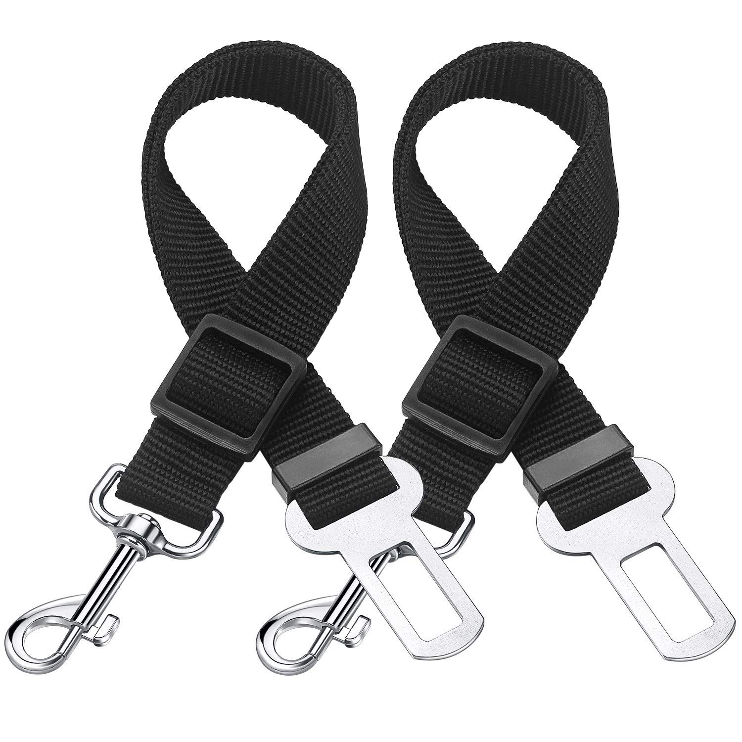 Upgraded Adjustable Dog Seatbelt & Car Harness - 2 Pack Safety Pet Accessories with Nylon Fabric for Car Travel | Secure Your Dog During Road Trips & Daily Commutes