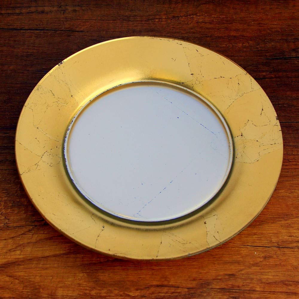 Premium Red Pomegranate 4983-1 Gilt Eclipse Dinner Plates - Elegant Silver & Gold Trim, Set of 4 - Perfect for Formal Dining, Holiday Entertaining & Wedding Registry