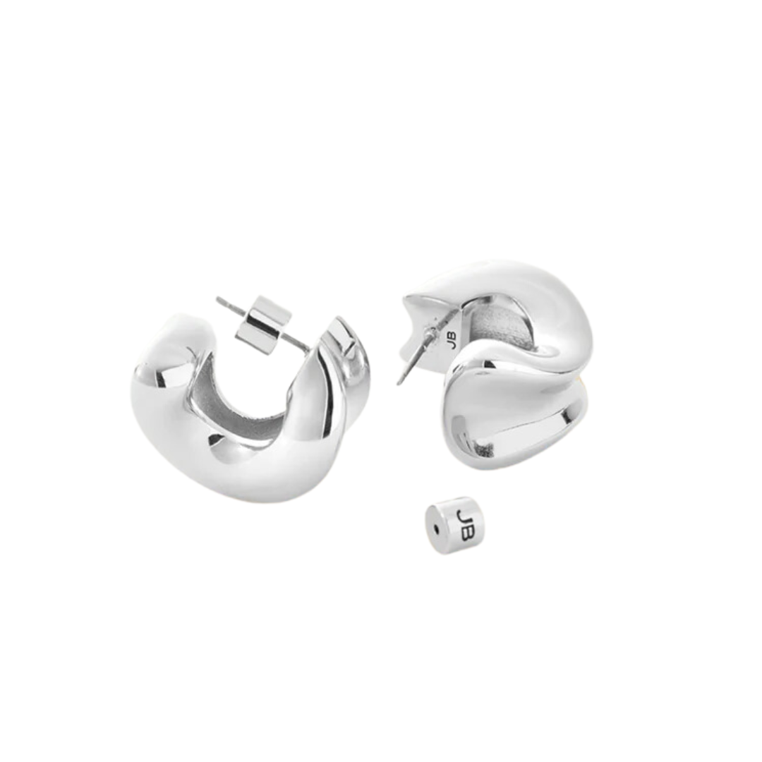 Jenny Bird Chunky Doune Hoop Earrings in High Polish Silver - Perfect for Everyday Wear, Parties & Special Occasions