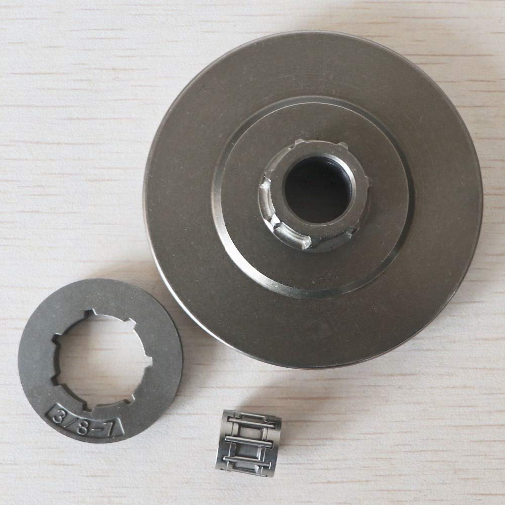 Yuton 3800 Chainsaw Replacement Clutch Drum with Needle Bearing & 3/8-7 Teeth Sprocket Rim - Compatible Parts for Chainsaw Maintenance & Repair | Perfect for DIY Projects, Wood Cutting & Forestry Work