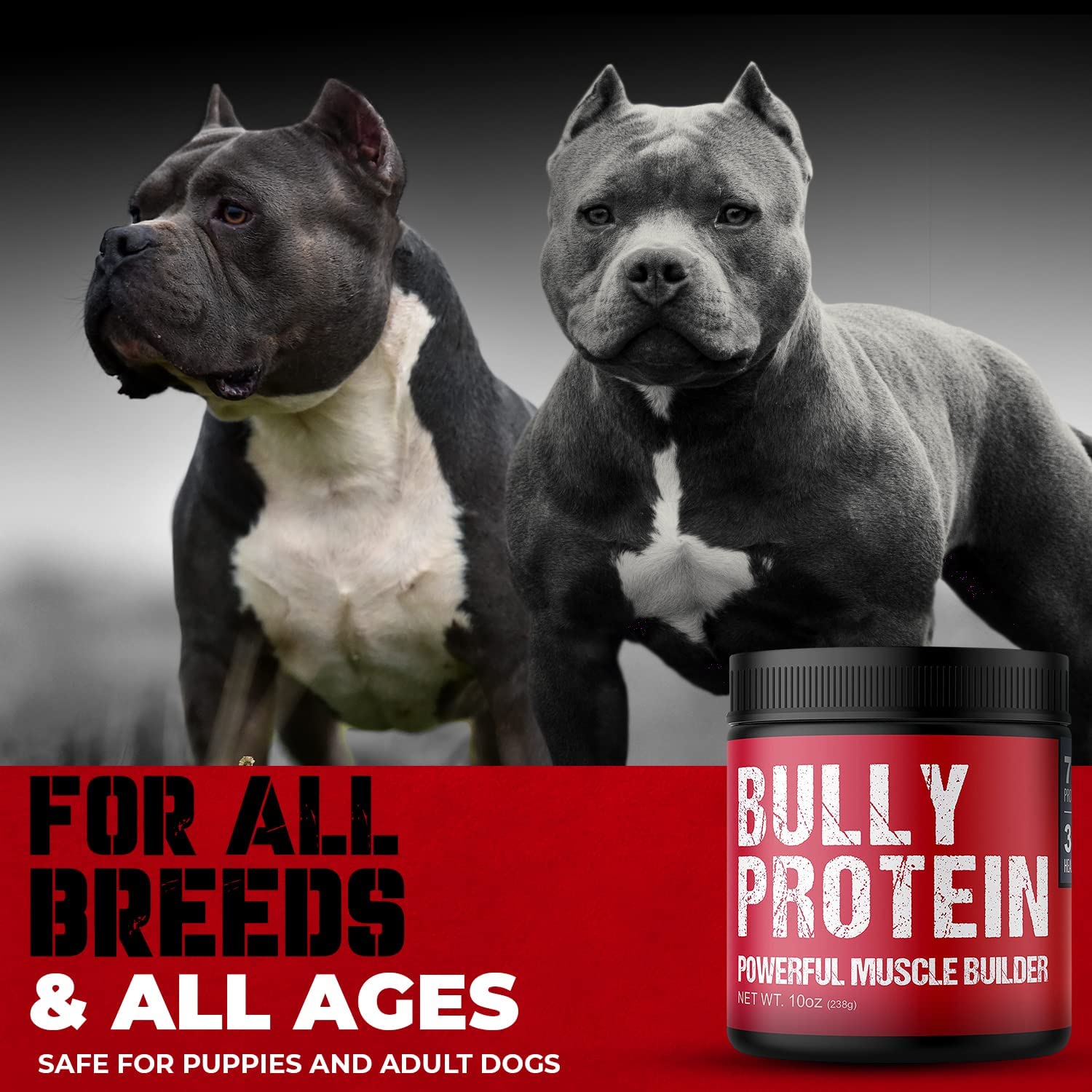 Premium Bulk EM' UP! High-Protein Real Meat Muscle Builder for Pitbulls & Dogs | 283mg Pure Protein Powder for Fast Muscle Gains | Daily Supplement for Bully Breeds, 30-Day Supply (60 Servings) – Ideal for Training, Recovery & Active Canine Lifestyles