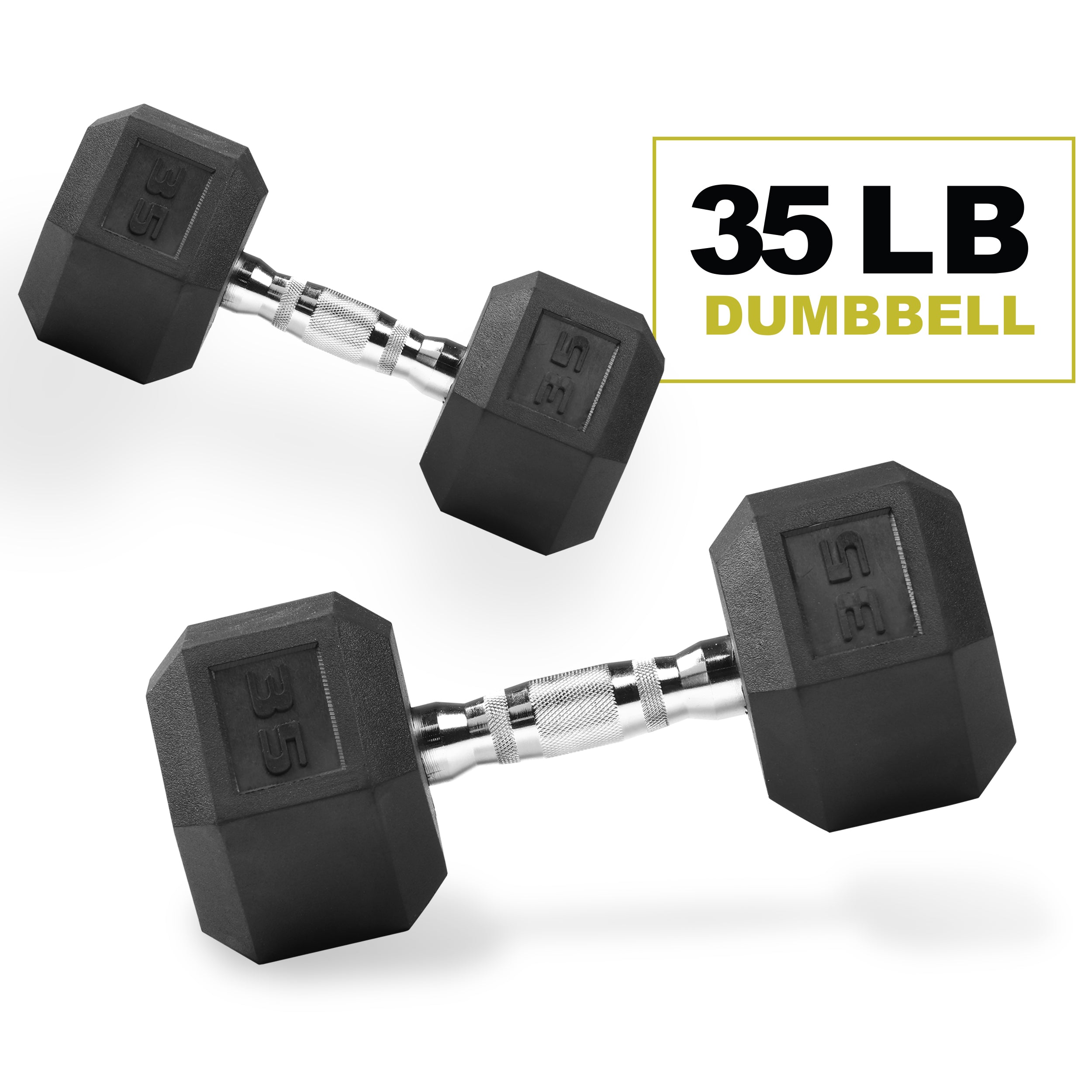 PRCTZ Rubber Encased Hex Dumbbell Set (5-40lb Pair) - Premium Weightlifting Equipment for Home Gym, Strength Training & CrossFit Workouts