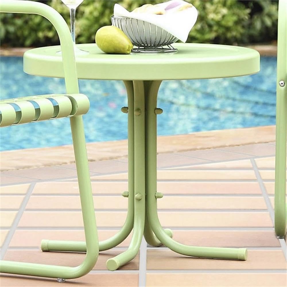 Home Square 2-Piece Metal Patio End Table Set in Oasis Green - Outdoor Side Tables for Pool, Garden & Patio Furniture