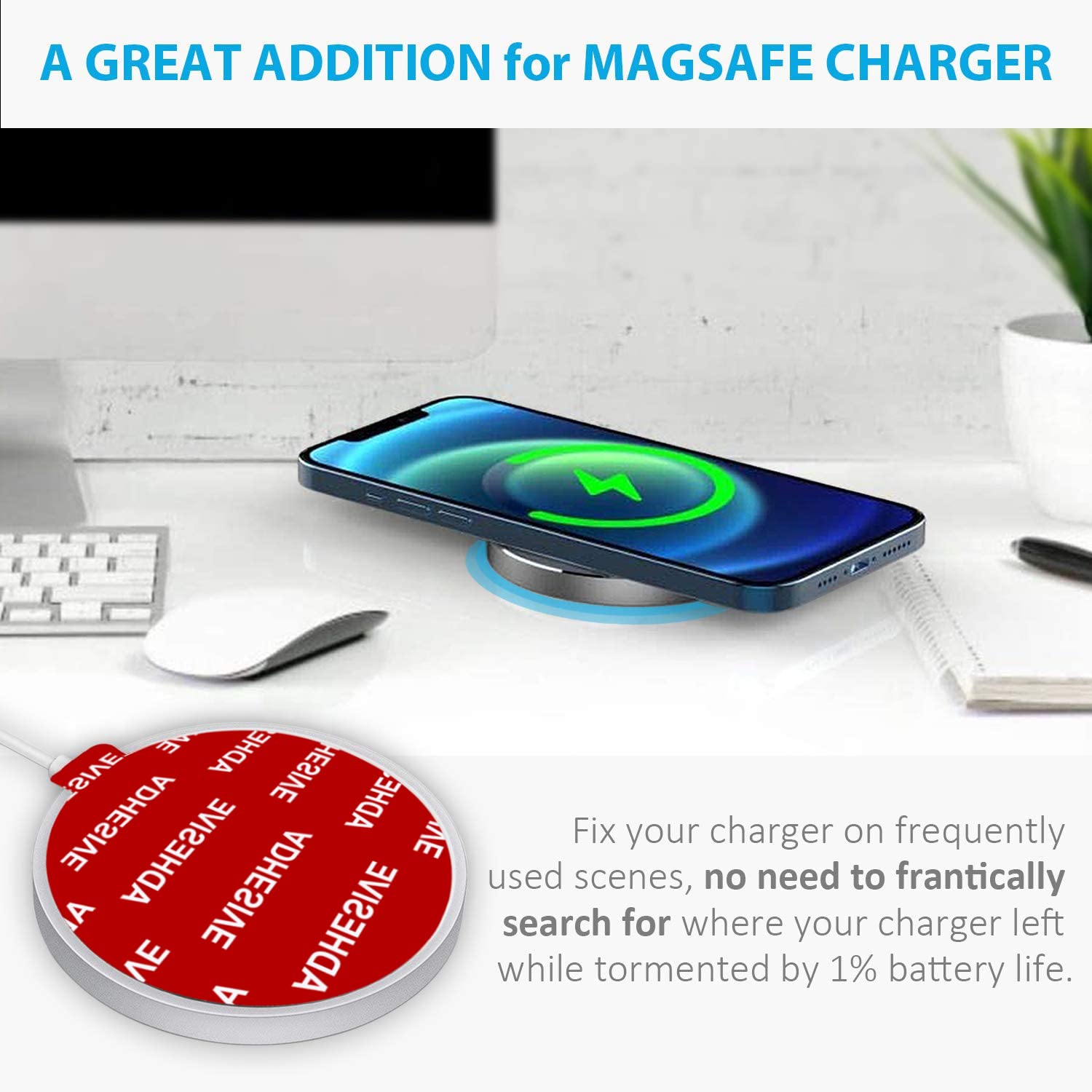 53mm (2.09 Inch) Strong Adhesive Stickers - 6PCS Double-Sided Mounting Pads for Car Dashboard, GPS Dash Cam, Phone Holder & Wireless Charger | Secure Suction Cup Mounting Solution for Vehicles & Home Use