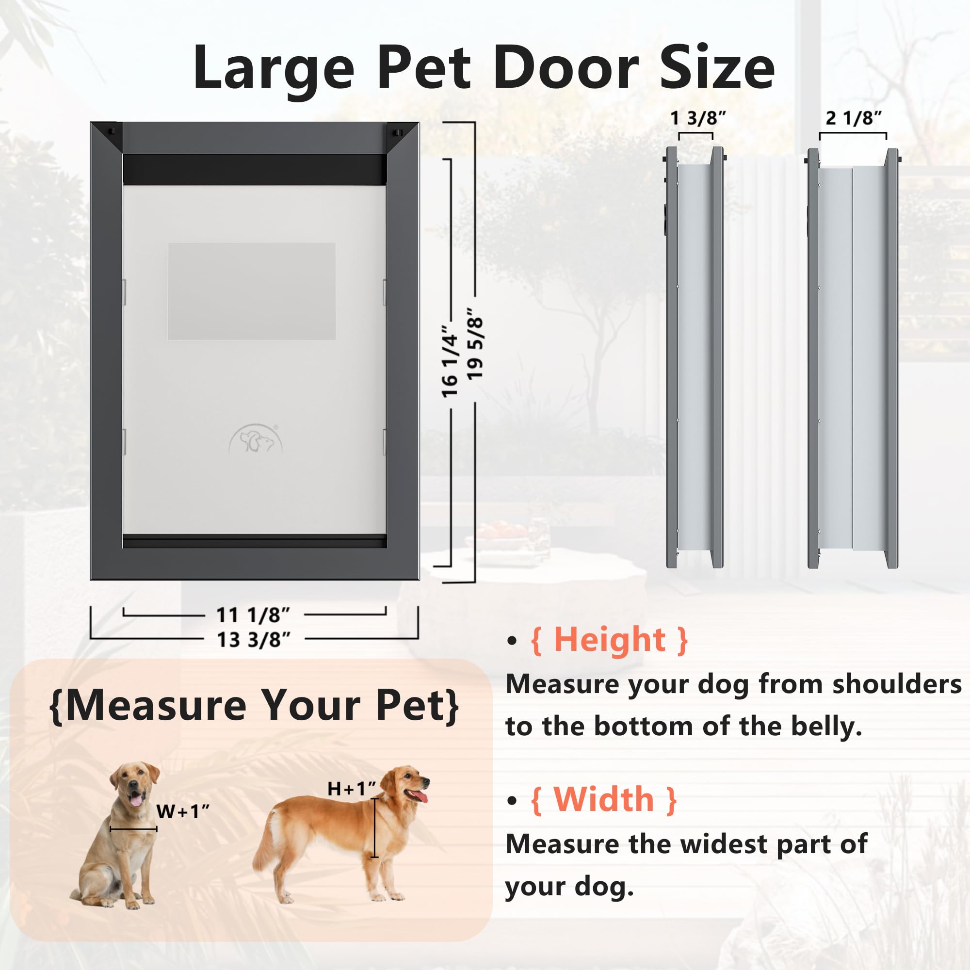 Heavy Duty Aluminum Dog Door for Interior & Exterior Doors - Large Pet Door with Dual Locking Panels for Dogs Up to 100lbs - Perfect for Homes, Apartments & Backyard Access