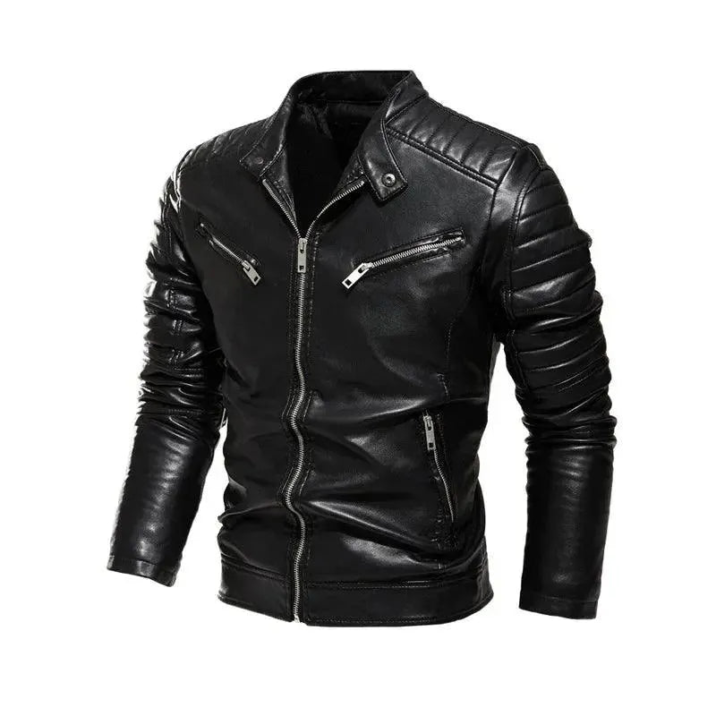 Men's Stylish PU Leather Patchwork Biker Jacket - Motorcycle Riding, Outdoor Adventure & Casual Fashion Wear