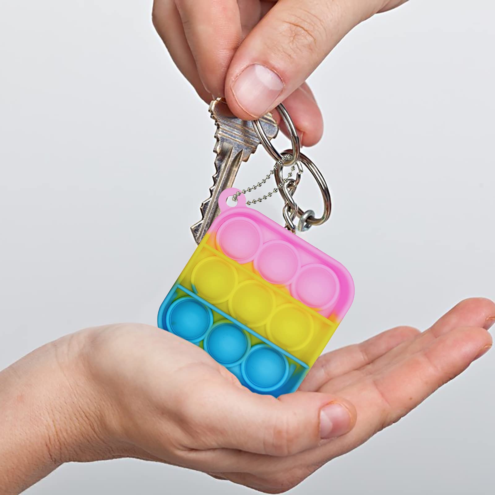 30 Pcs Tie Dye Squeeze Pop Bubble Fidget Sensory Toys - Stress Relief Keychain for Kids & Adults, Bulk Classroom Prizes, Anxiety Relief Sensory Toys for Home, Office, and Travel Use