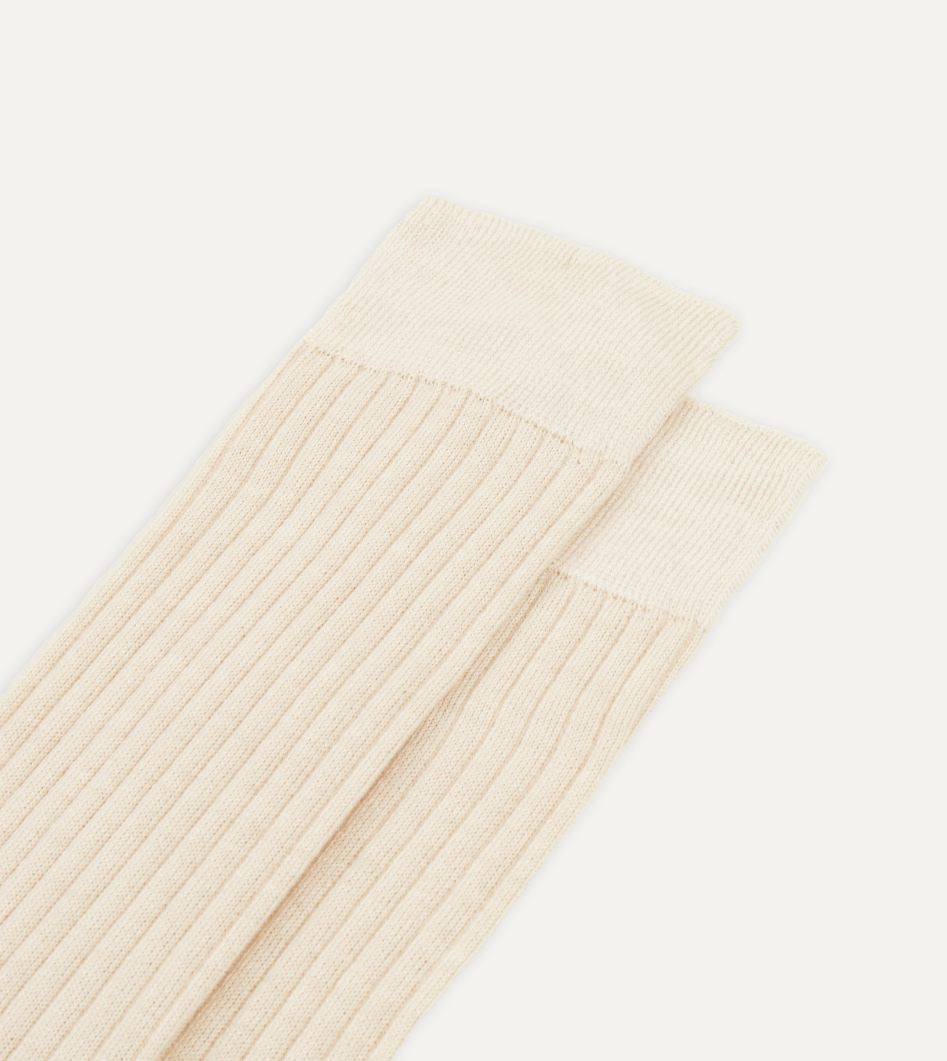 Premium Ecru Wool Over the Calf Socks for Men - Soft & Warm Winter Dress Socks - Ideal for Office, Business & Formal Occasions
