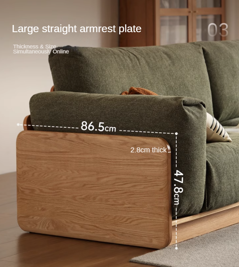 Modern Oak Solid Wood Straight Floor Sofa - Elegant & Durable Living Room Seating for Home, Office, or Lounge Areas