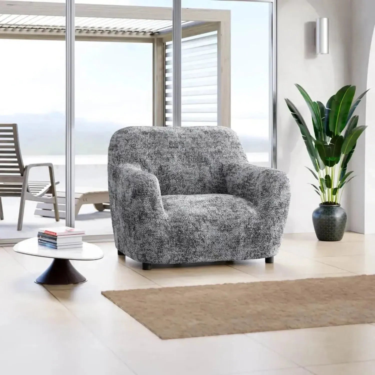 Microfiber Printed Armchair Slipcover - Stretchable Furniture Protector for Living Room, Bedroom & Office - Easy Washable Sofa Cover for Home Decor