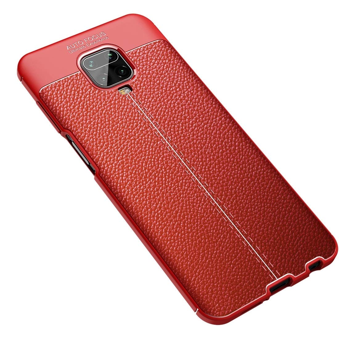 Shockproof TPU Case for Xiaomi Redmi Note 9 Pro Max - Durable Litchi Texture Design (Red) | Perfect for Daily Protection & Style