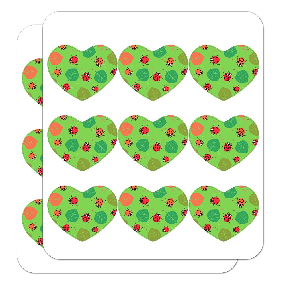 Heart-Shaped Ladybug & Leaves Pattern Planner Stickers - Scrapbook, Calendar & Craft Decoration for DIY Projects, Bullet Journals & Gift Wrapping