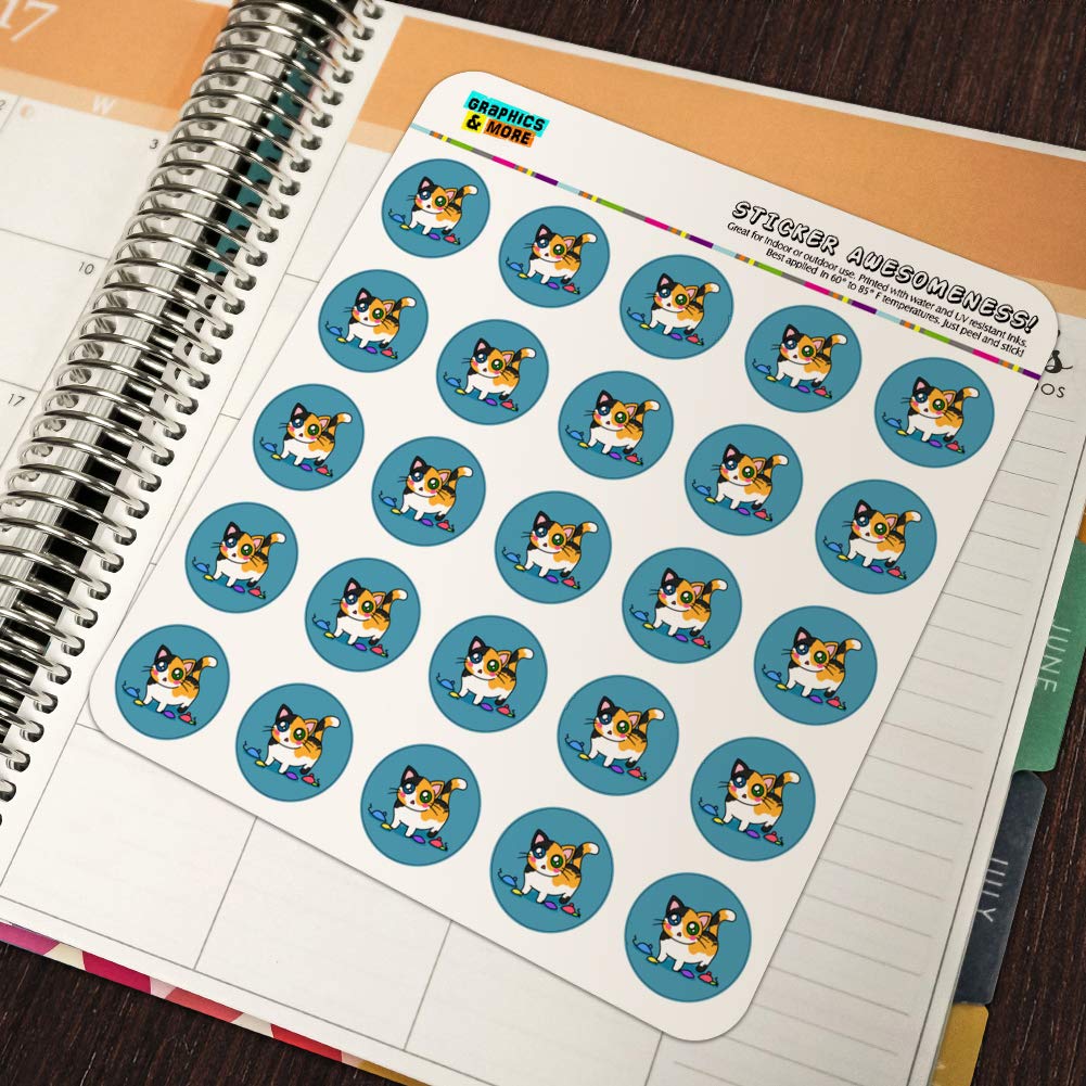 Calico Kitten Planner Stickers - Cute Cat Themed Scrapbooking & Crafting Decals for Journals, Calendars, DIY Projects - Perfect for Bullet Journals, Planners, and Gift Wrapping