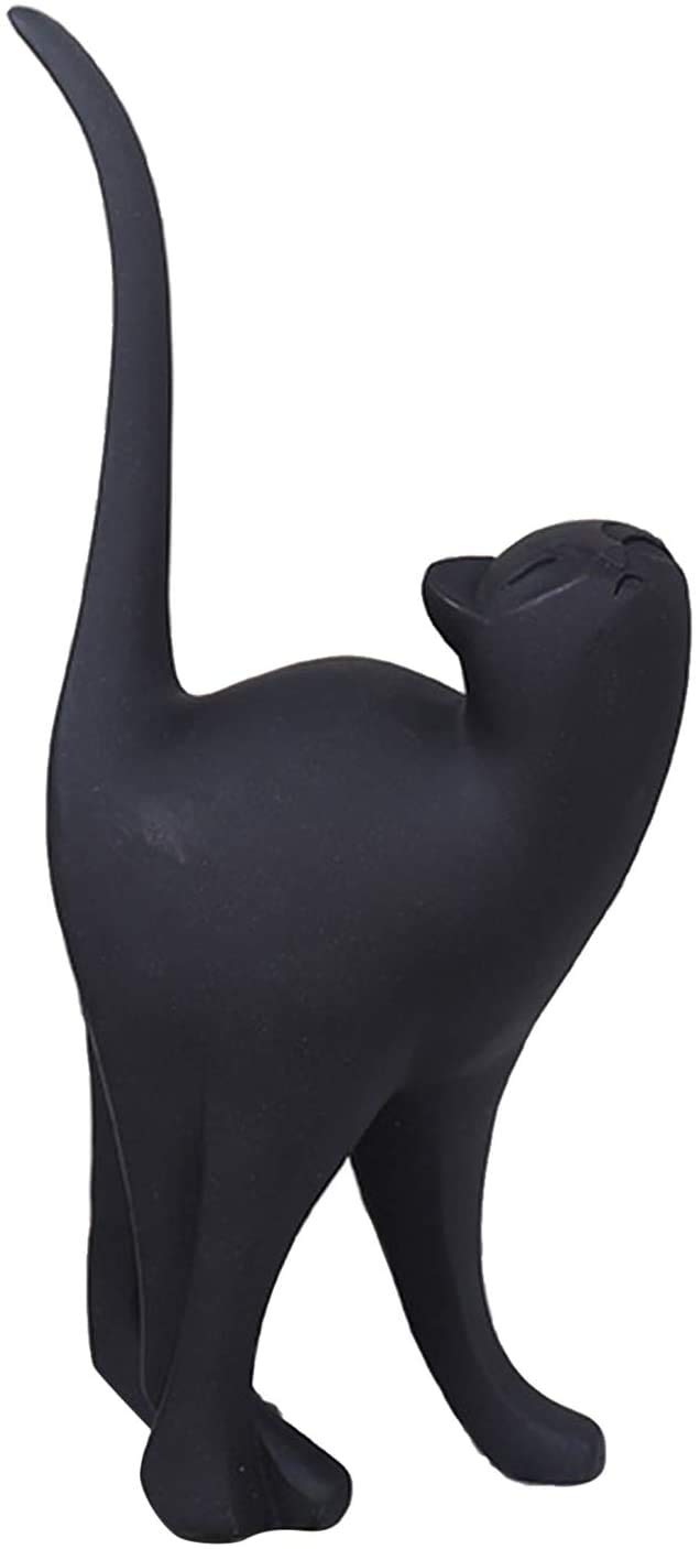 3D Black Cat Figurine Sculpture - Elegant Tail Up Cat Ornament for Home, Hotel, Bookshelf, Car, Cake & Shop Window Decor - Perfect for Gifts, Parties & Themed Events