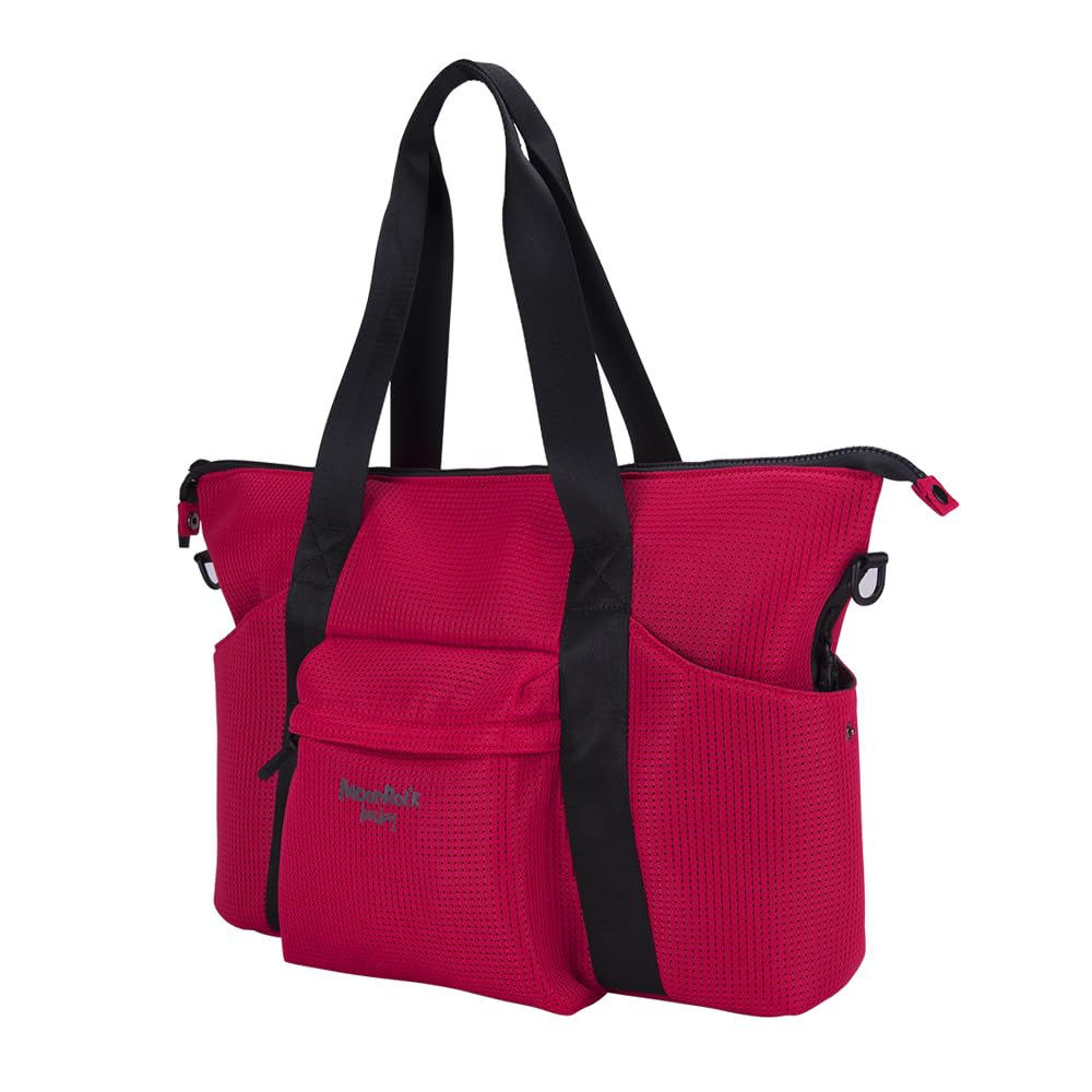 Sport Dami Tote Bag for Women - Large Red Gym Bag with Zipper Pockets - Perfect for Workout, Travel, Yoga & Beach Day Essentials