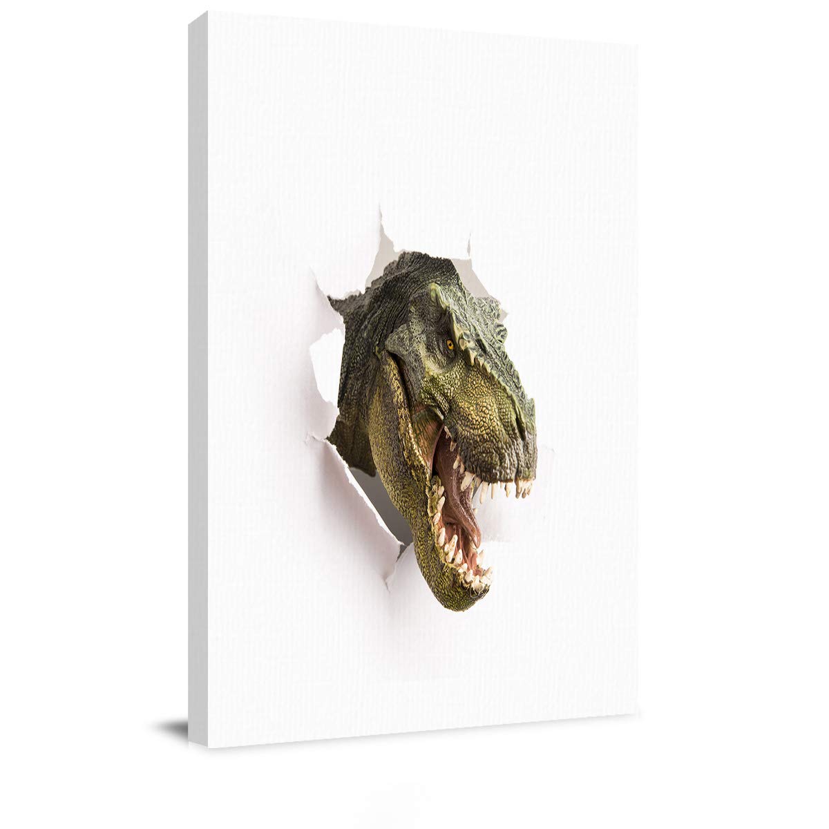 Dinosaur Broken Wall Canvas Art - Framed Abstract Painting Print for Bedroom, Bathroom & Kitchen Decor - Ready to Hang Wall Art Gift (36x24 Inches) - Perfect for Home, Office & Dinosaur Theme Room Decoration