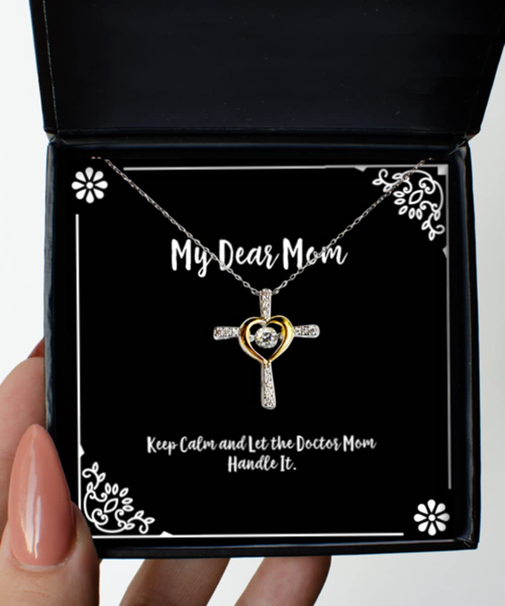 Funny Doctor Mom Necklace - Keep Calm & Let Mom Handle It - Hilarious Christmas Gifts for Mothers - Perfect for Nurses, Doctors & Healthcare Workers - Great for Birthdays, Mother's Day & Office Parties