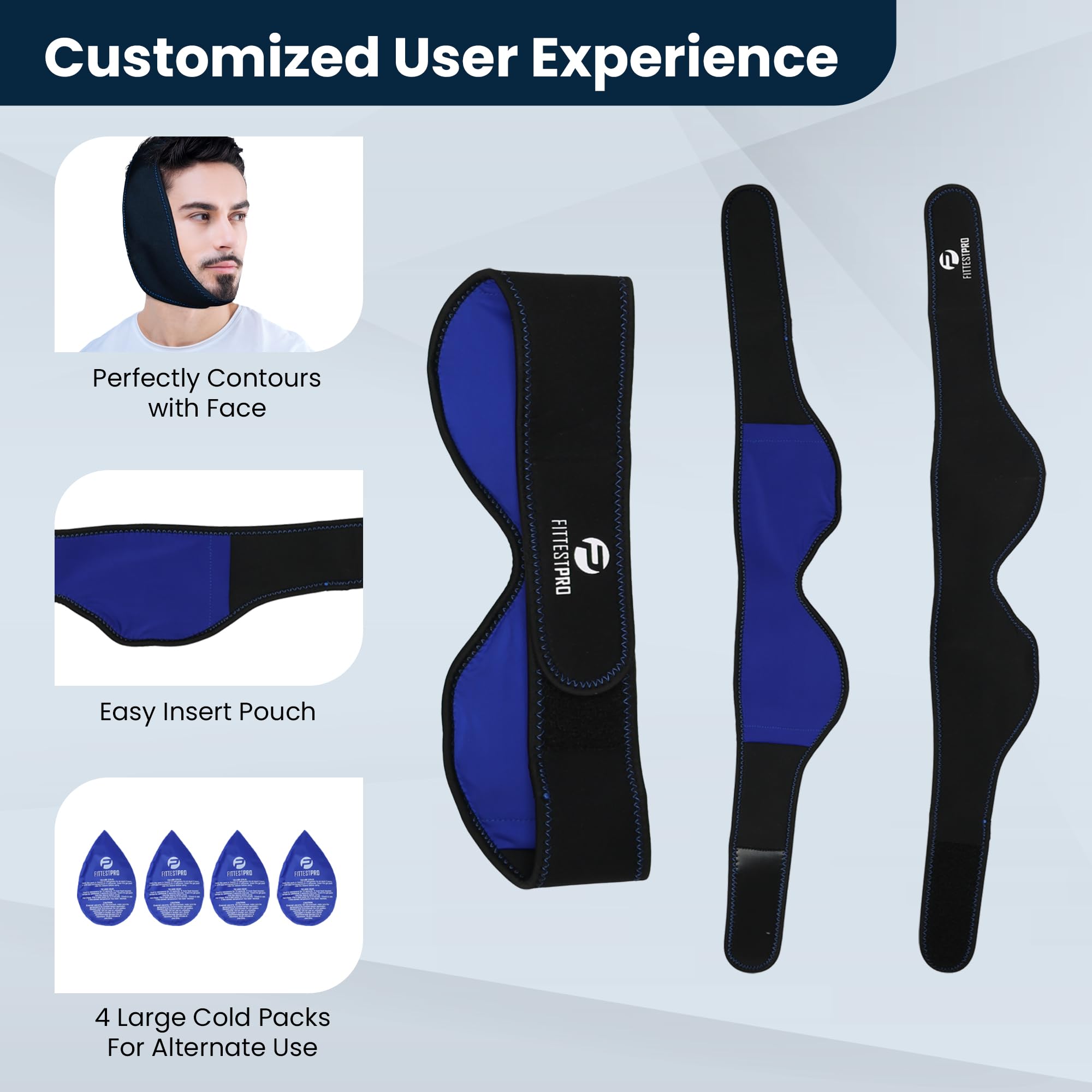 Fittest Pro Wisdom Teeth Ice Pack Head Wrap - Reusable Hot & Cold Gel Jaw Ice Pack for TMJ Relief, Tooth Extraction, Oral Surgery Recovery - Perfect for Post-Surgery Swelling & Pain Relief After Wisdom Teeth Removal, Dental Procedures & Tonsillectomy