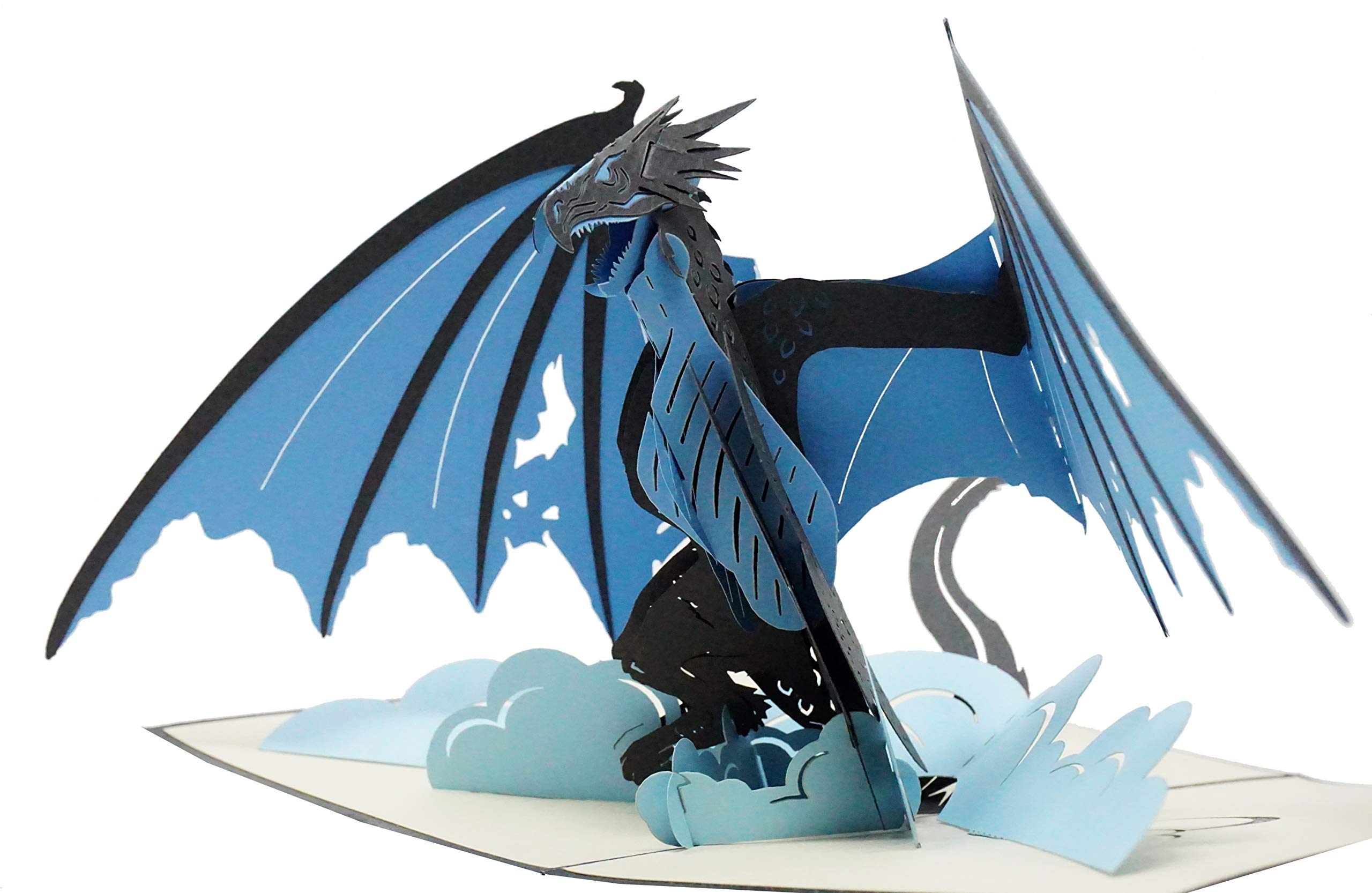3D Pop Up Ice Dragon Greeting Card - 5 x 7 Inch Multicolor Birthday Card, Love Note, Christmas Card, Good Luck Wish, Congratulations & Get Well Soon Message - Blank Inside for Personalization - Perfect for Fantasy Lovers, Gift Giving & Special Occasions