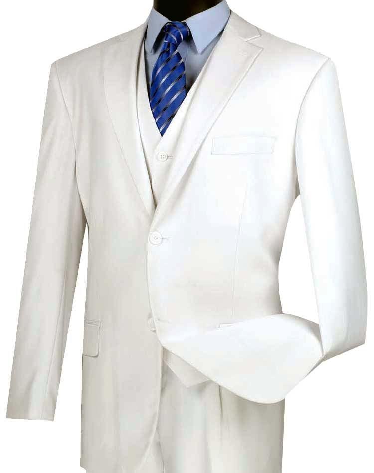 Classic Fit 3-Piece Vested Suit for Men - White Formal Business Attire | Perfect for Weddings, Office Meetings & Special Occasions