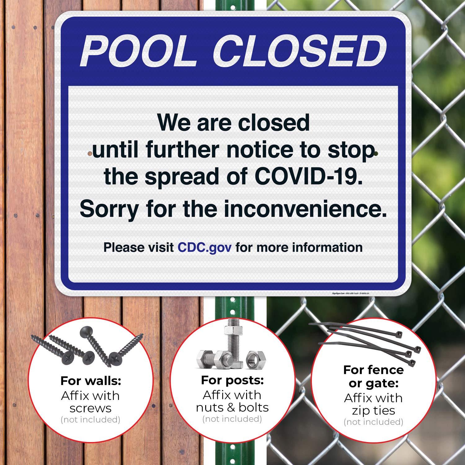 Pool Closed Sign - 24x30 Inches Reflective Aluminum (SI-6669) | 3M EGP Fade-Resistant | Indoor/Outdoor Use | Made in USA | Perfect for Public Pools, Water Parks & Backyard Safety