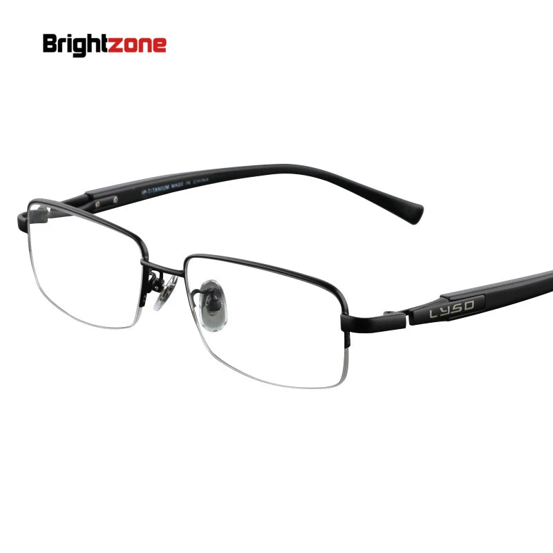 Brightzone Unisex Semi-Rim Square Titanium Eyeglasses 71202 - Lightweight & Durable Frame for Men & Women - Perfect for Office, Reading & Everyday Use