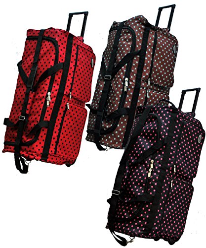 EZ Roll 30 Fashionable Polka Dot Rolling Duffel Bag - 3 Color Options (Red/Black Dots) | Perfect for Travel, Gym & Weekend Getaways