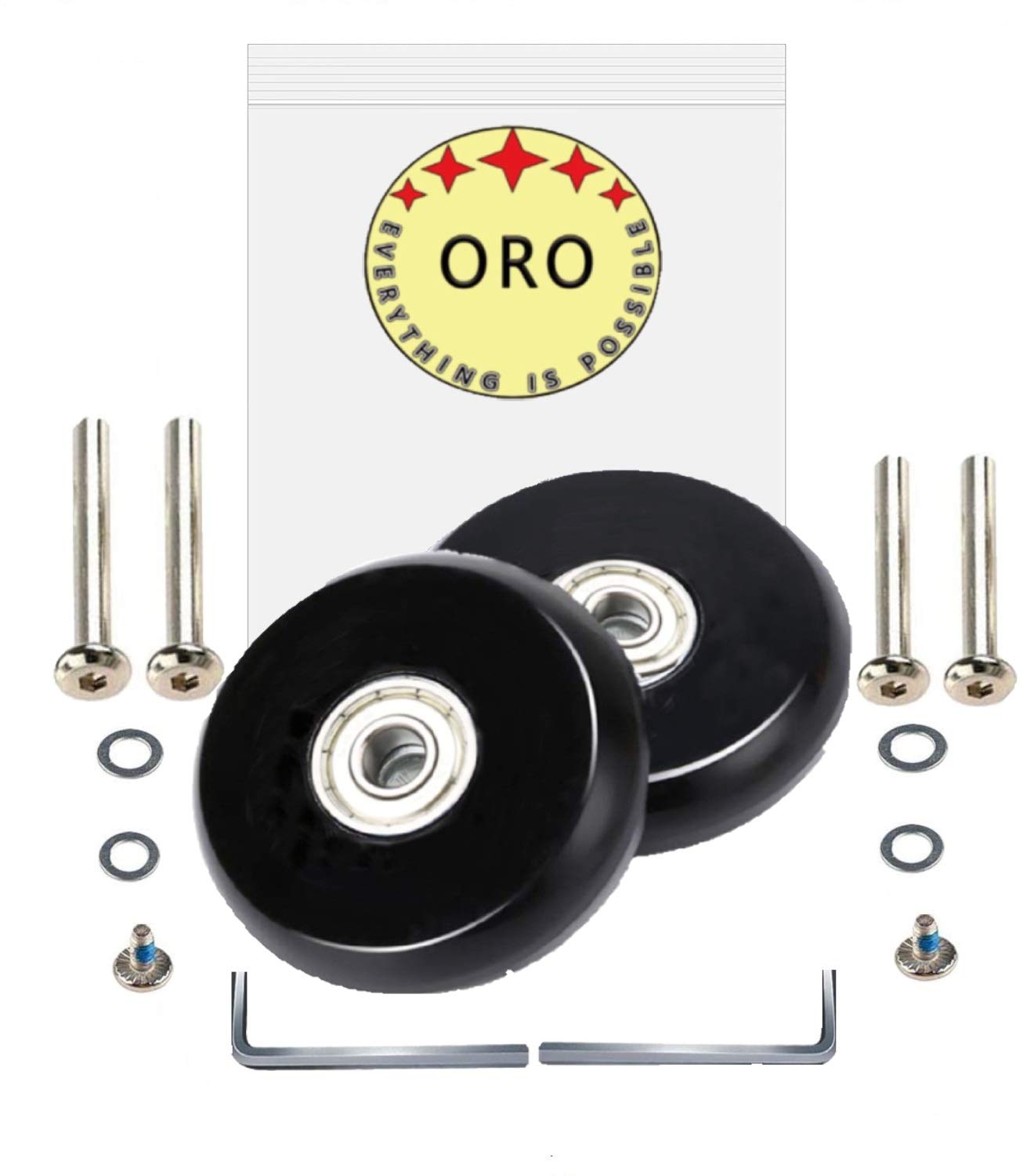 ORO 1 Pair 64mm Luggage Wheels Replacement with 8mm Bearings - Suitcase Wheels for Travel, Inline Skates & Caster Boards (64x18mm) - Durable Replacement Wheels for Smooth Rolling on Airports, Pavement & Outdoor Use