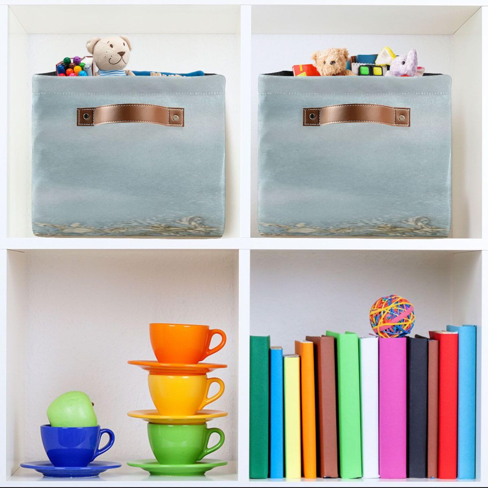 Large Foldable Storage Baskets with Handles - 2 Pack Rose Border Organizing Bins for Closet, Shelves & Home Organization | Perfect for Bedroom Storage, Laundry Room & Kids Toy Organization