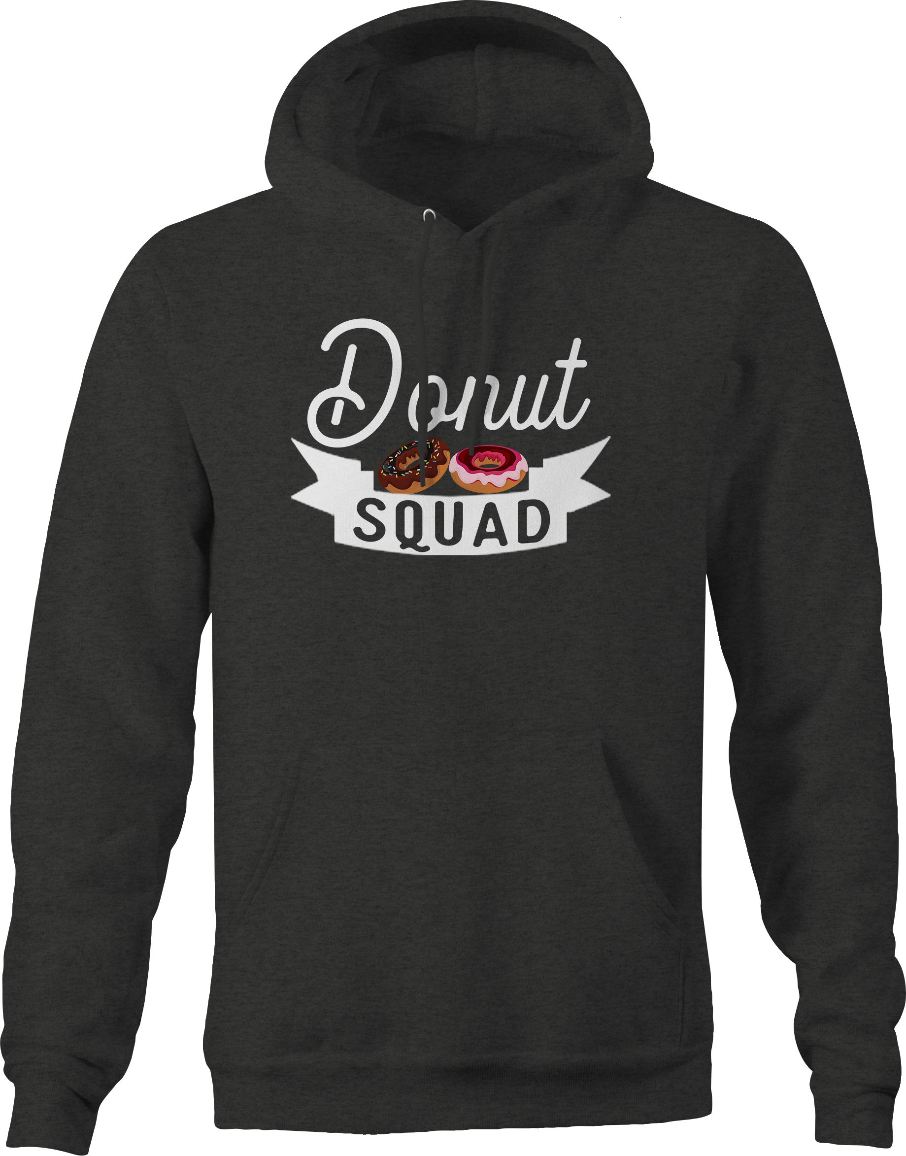 VIL Donut Squad Food with Friends Hoodie for Men - Soft Gray Pullover Sweatshirt | Cute Donut Graphic | Casual Streetwear for Outings with Friends