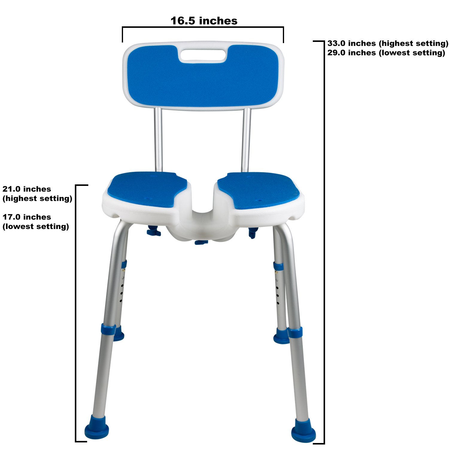 **PCP Shower Safety Seat with Backrest – Non-Slip Bath Support Chair for Elderly & Recovery – Easy-Clean Cutout Design, Foam Padded (White/Blue) – Ideal for Seniors, Post-Surgery & Mobility Assistance**