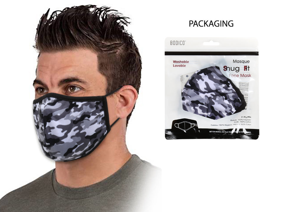 BODICO Washable Camo Face Mask - Reusable Camouflage Face Cover for Outdoor Activities, Hunting & Hiking - Breathable & Comfortable Protective Mask