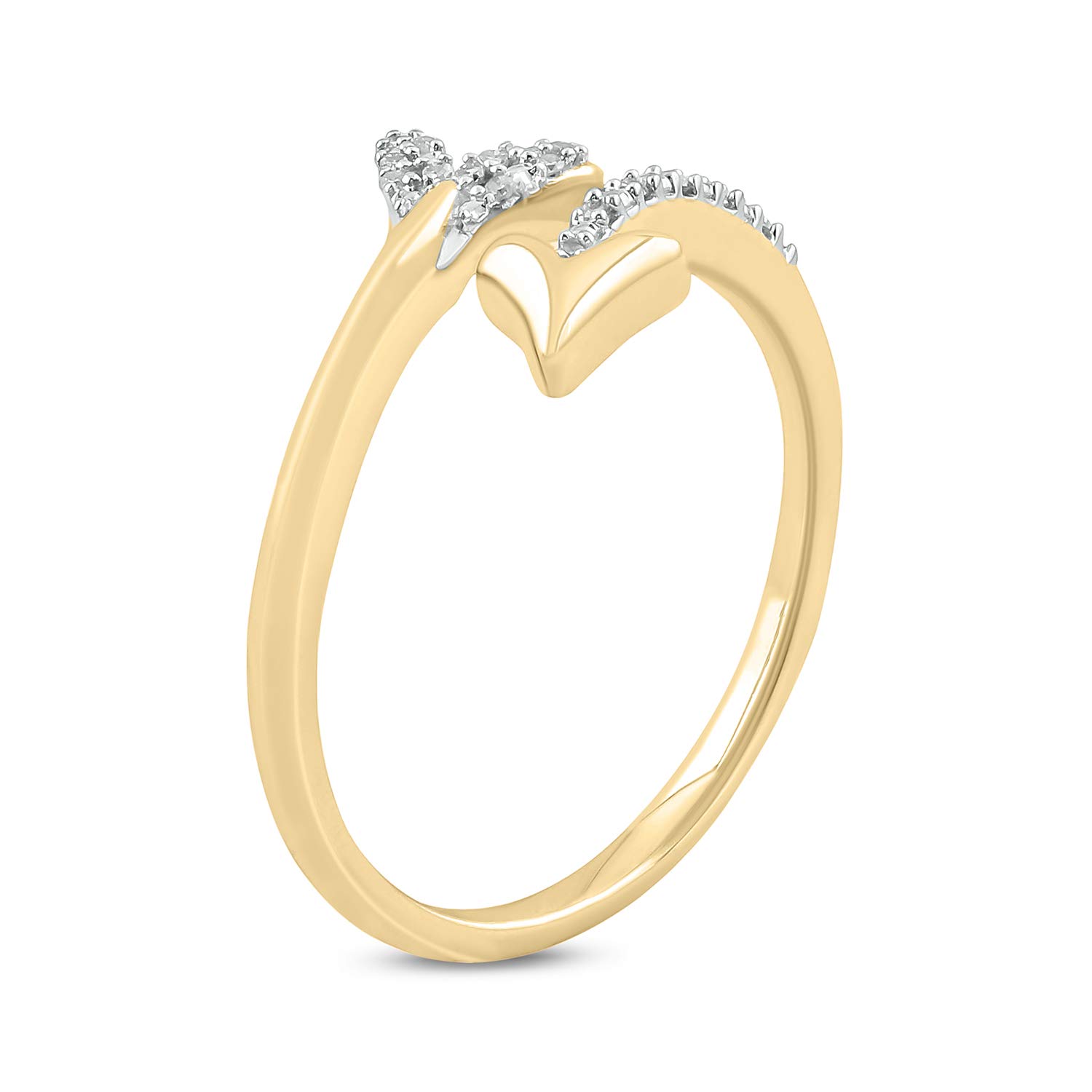 1/20cttw Diamond Arrow Ring for Women - 925 Sterling Silver, Yellow Gold-Plated or Rose Gold-Plated | Elegant Split Shank Design with Round White Diamonds | Perfect Gift for Anniversary, Valentine's Day & Special Occasions