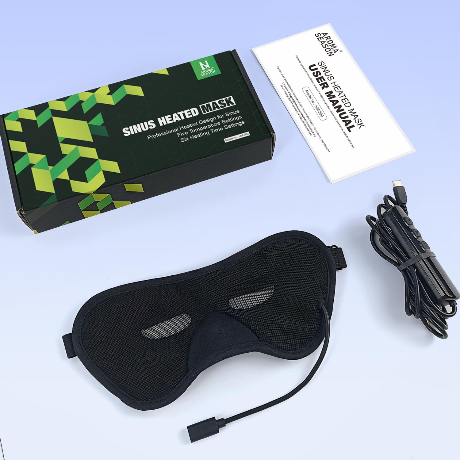 Aroma Season Heated Sinus Mask for Sinus Pressure Relief - Adjustable 5 Heat & 6 Timer Settings - Face Mask for Nasal Congestion, Sinusitis, Runny Nose - Perfect for Cold, Flu & Allergy Relief at Home or Travel