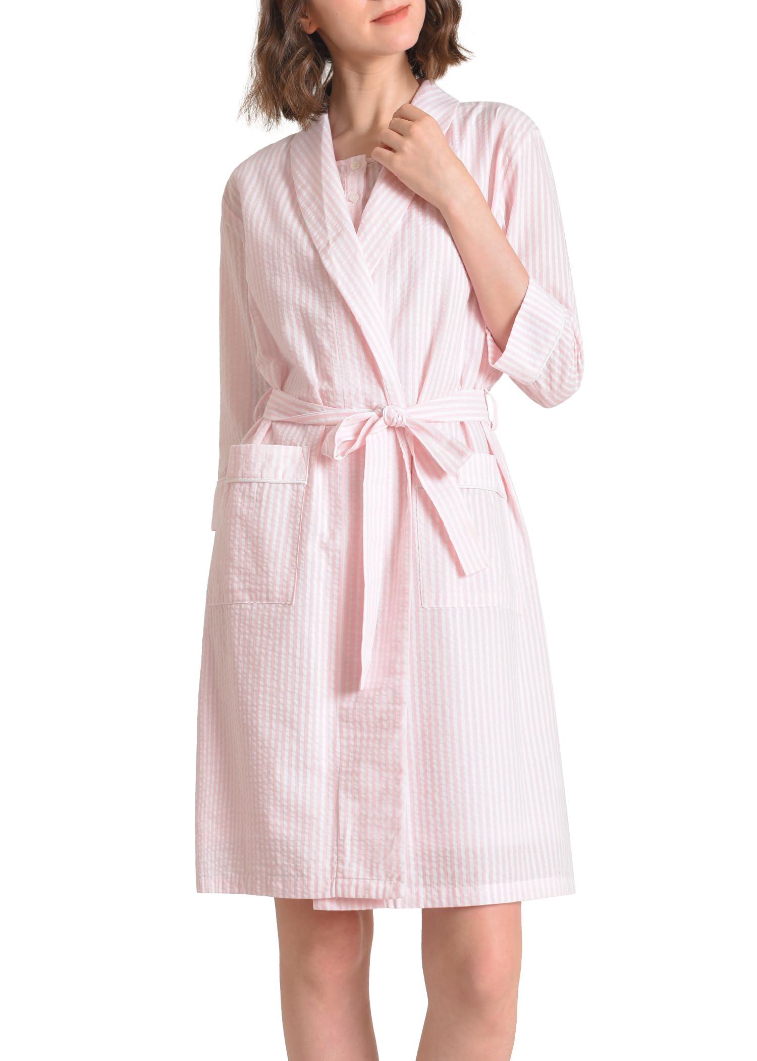 Women's Soft Cotton Nightgown & Matching Robe Set - Comfy Sleepwear for Relaxing at Home, Lounging & Spa Days