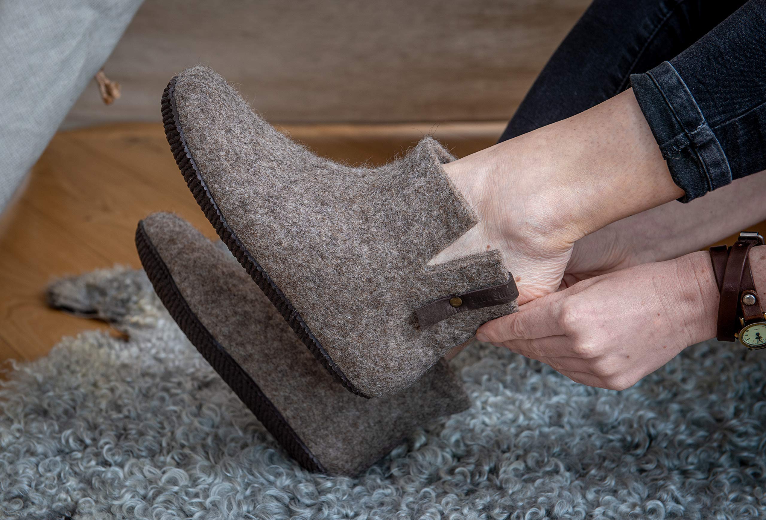 Classic Felted Wool Ankle Boots Slippers for Men - Cozy Winter Indoor/Outdoor House Shoes - Perfect Father's Day Gift for Dad