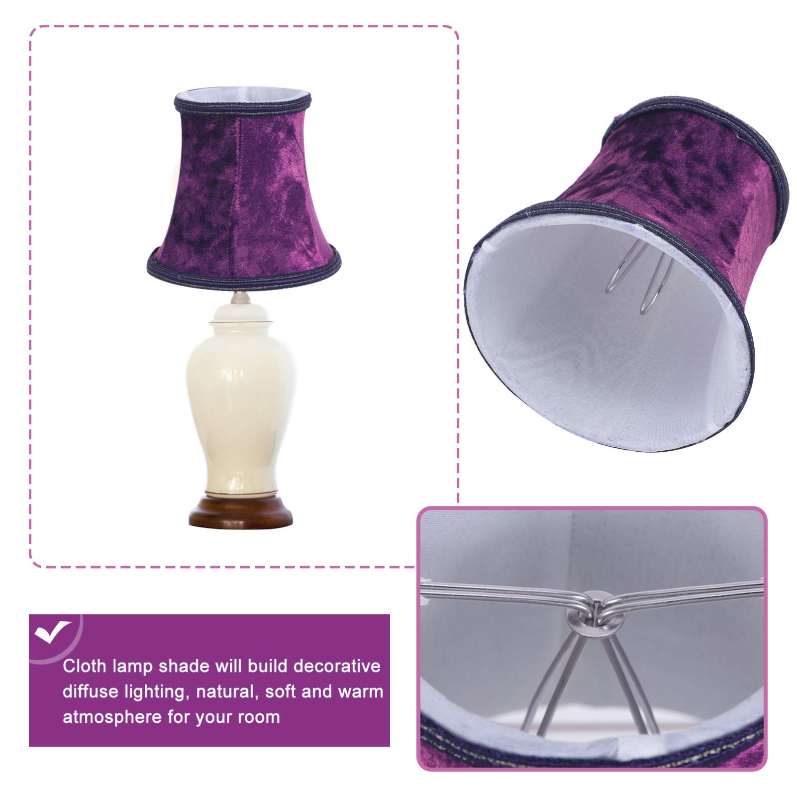 Clip-On Fabric Lamp Shade - Purple Bell-Shaped Lampshade Cover for Table Lamps, Chandeliers & Wall Lights | Perfect for Living Room, Bedroom & Office Decor