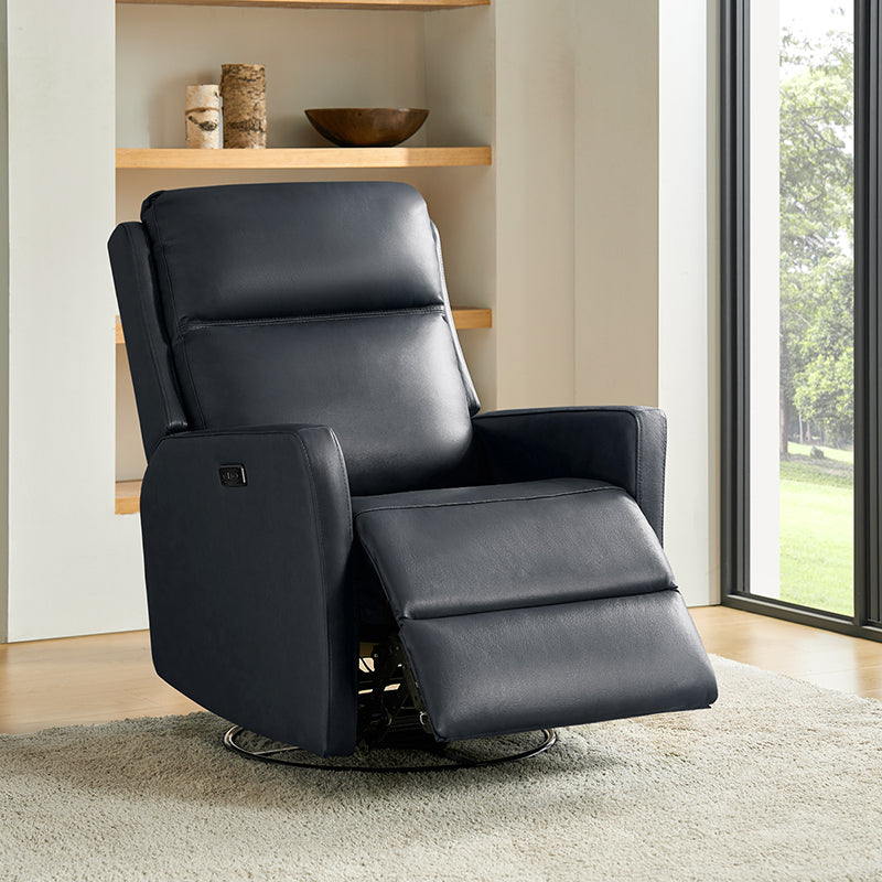 Paula Transitional Power Recliner with USB Charging Ports - Modern Electric Reclining Chair with Lumbar Support for Living Room, Home Theater & Office - Comfortable Leather Lounge Chair with Power Headrest & Cup Holder