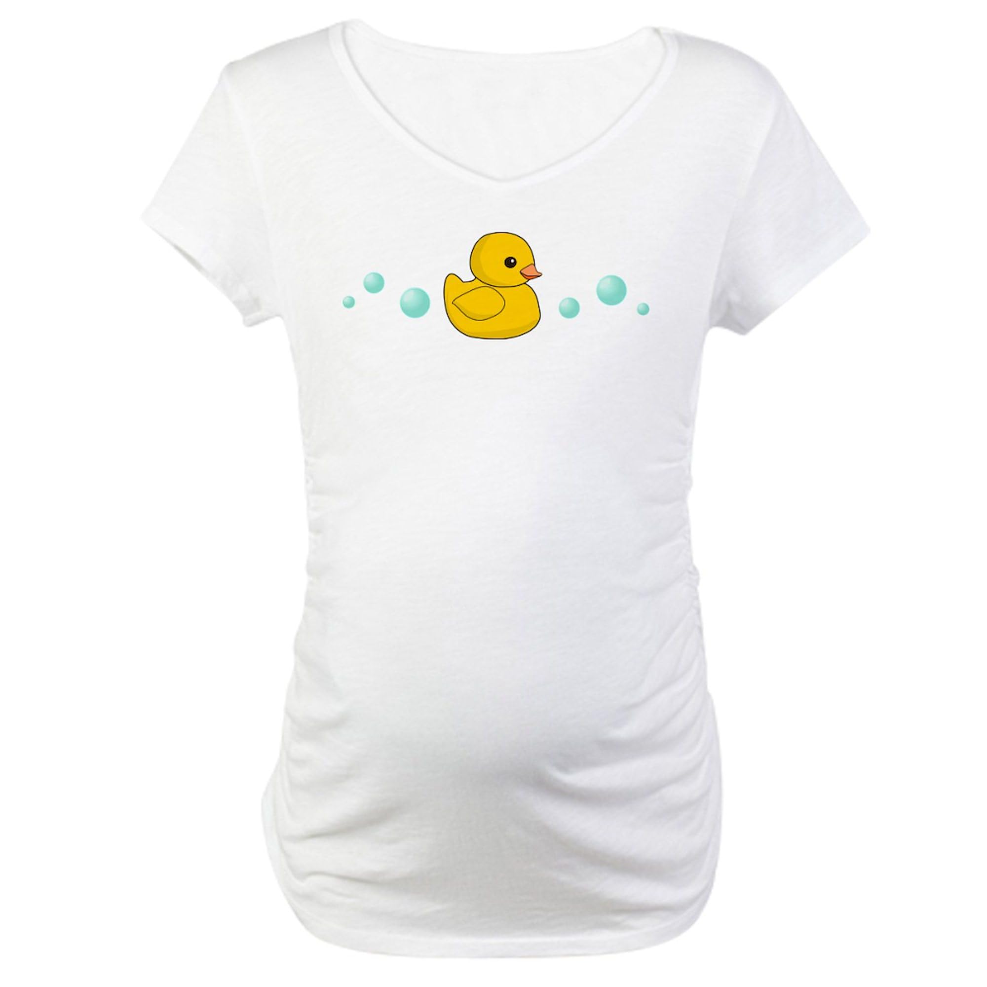 Funny Maternity T-Shirt for Women - Rubber Duck Design with Ruched Sides | Comfortable Pregnancy Tee for Baby Showers, Gender Reveals & Maternity Photos