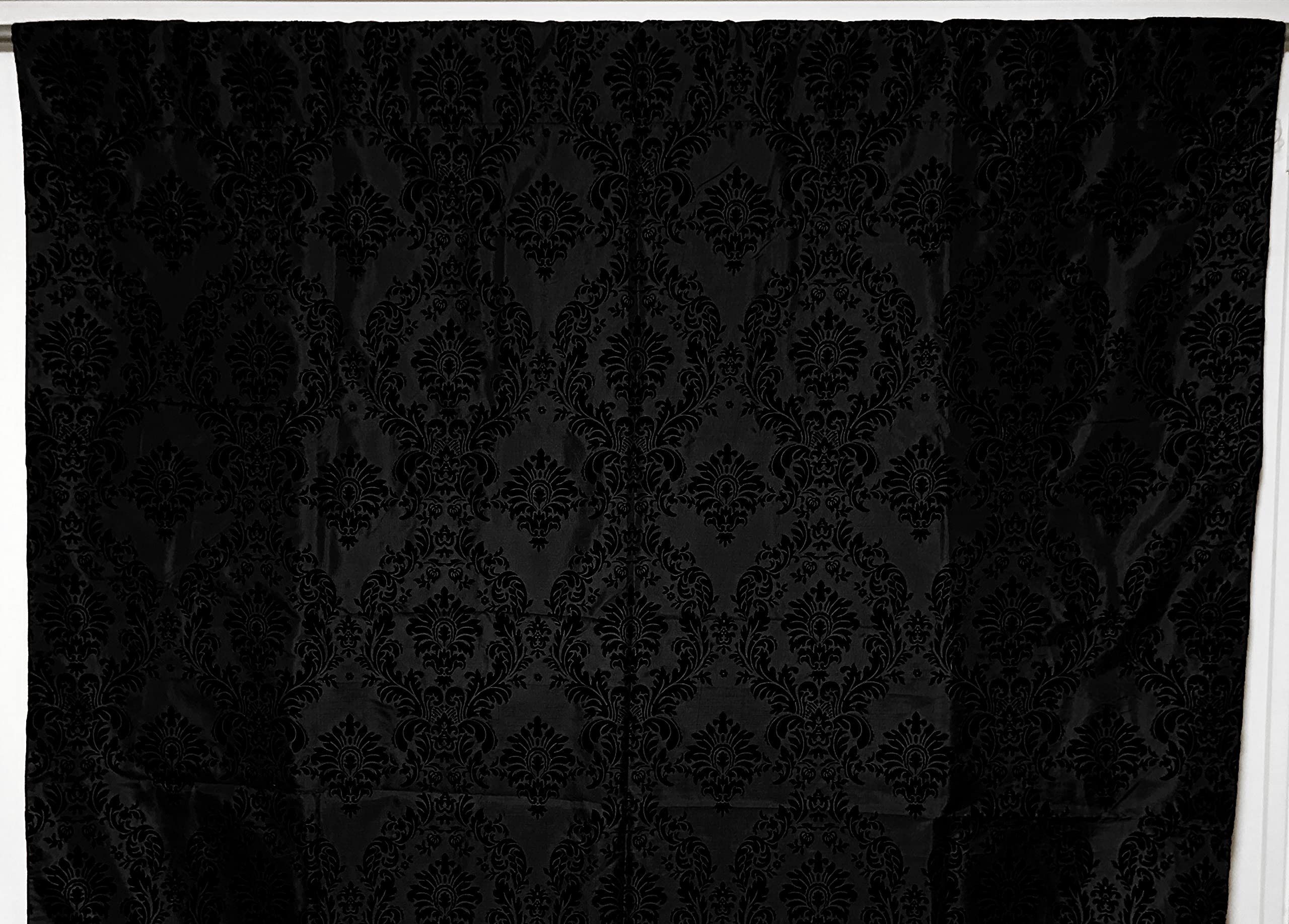 Luxury Taffeta Flocking Damask Print Curtain Panel - 58