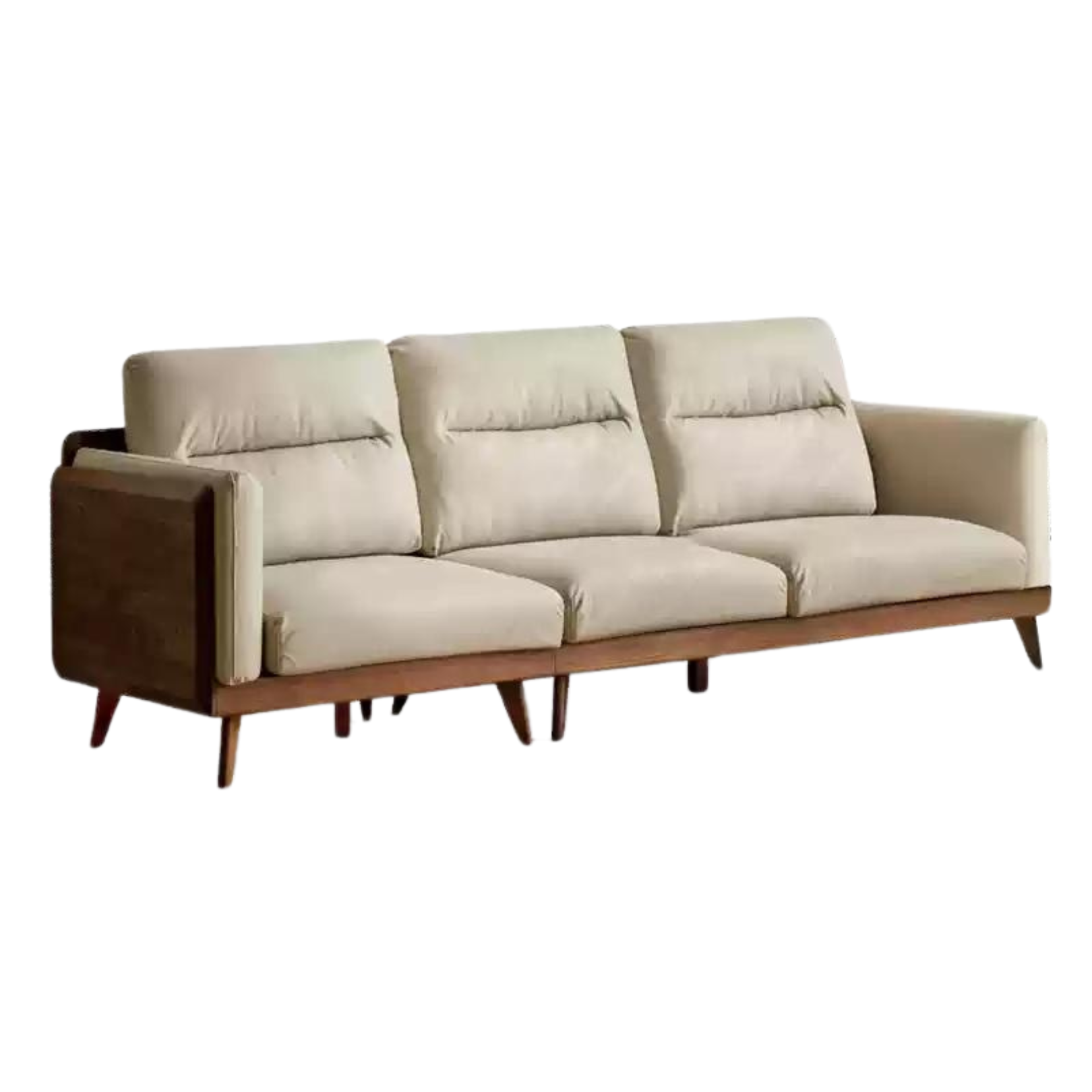 Premium Black Walnut Solid Wood Sofa with High-Tech Fabric Upholstery - Modern Living Room Furniture for Home & Office Comfort