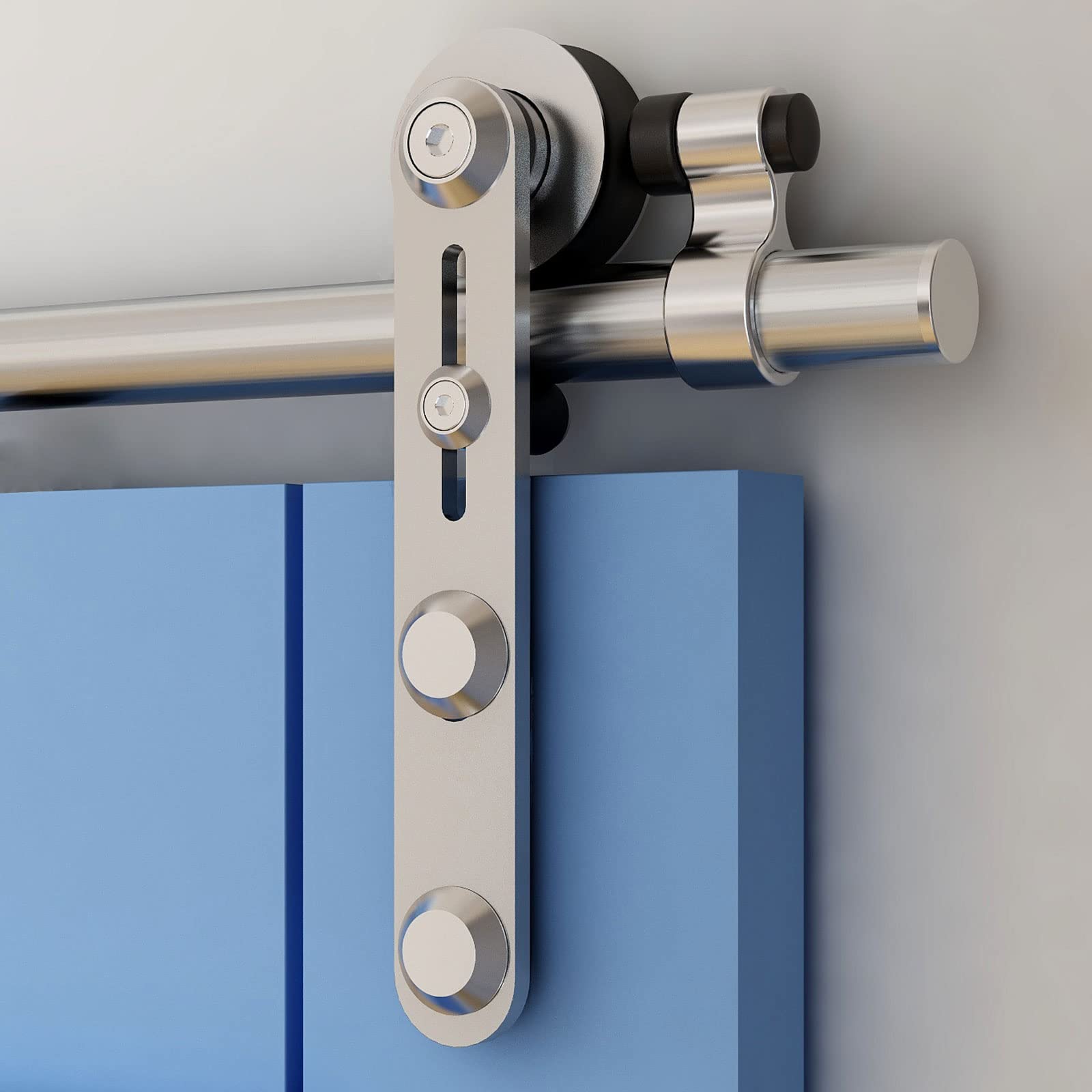 TSMST 5FT Heavy Duty Stainless Steel Sliding Barn Door Hardware Kit - Smooth & Quiet I-Shaped Track for Single Wood Door (Fits 30'' Wide Panel) - Perfect for Bedroom, Closet, or Farmhouse Style Interior Doors