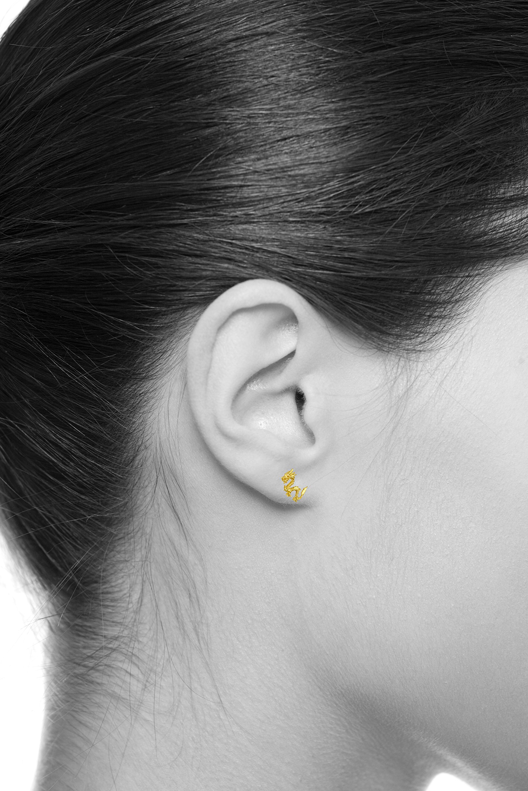 14K Real Yellow Gold Dragon Stud Earrings for Women - 7x11mm Hypoallergenic Jewelry - Perfect Gift for Birthday, Anniversary & Chinese New Year Celebrations