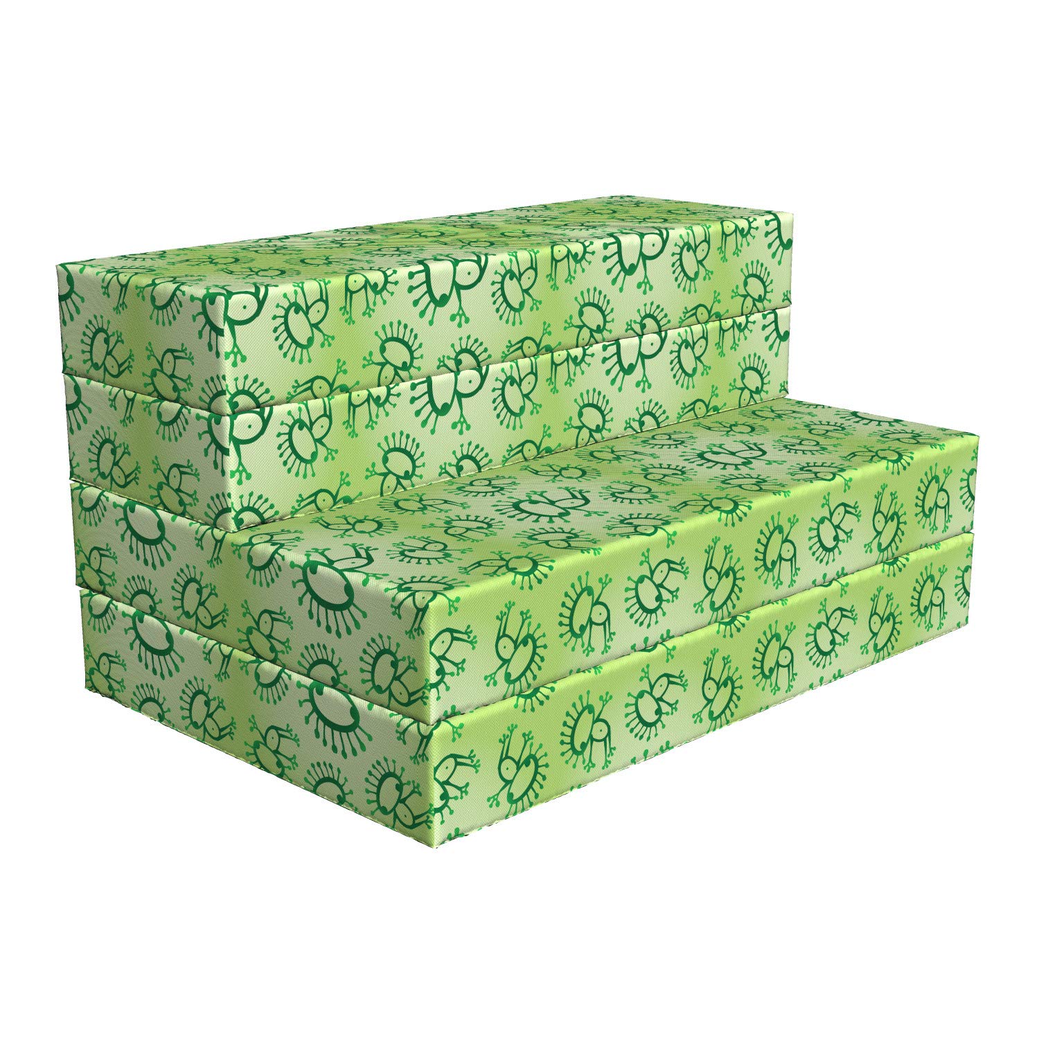 Ambesonne Green Foldable Mattress - Doodle Style Alien Frogs Design, 74.8