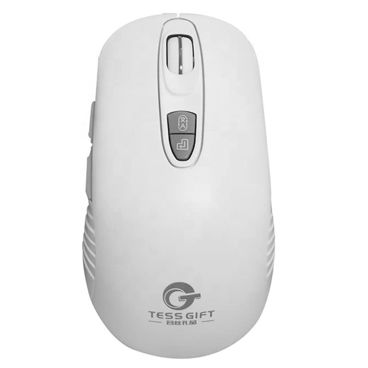 Voice Activated Smart Wireless Mouse for Laptop & Tablet - Silent Bluetooth Mouse with Side Buttons, USB Dongle Included - Ergonomic Travel Mouse for Office, Home & Gaming (White)